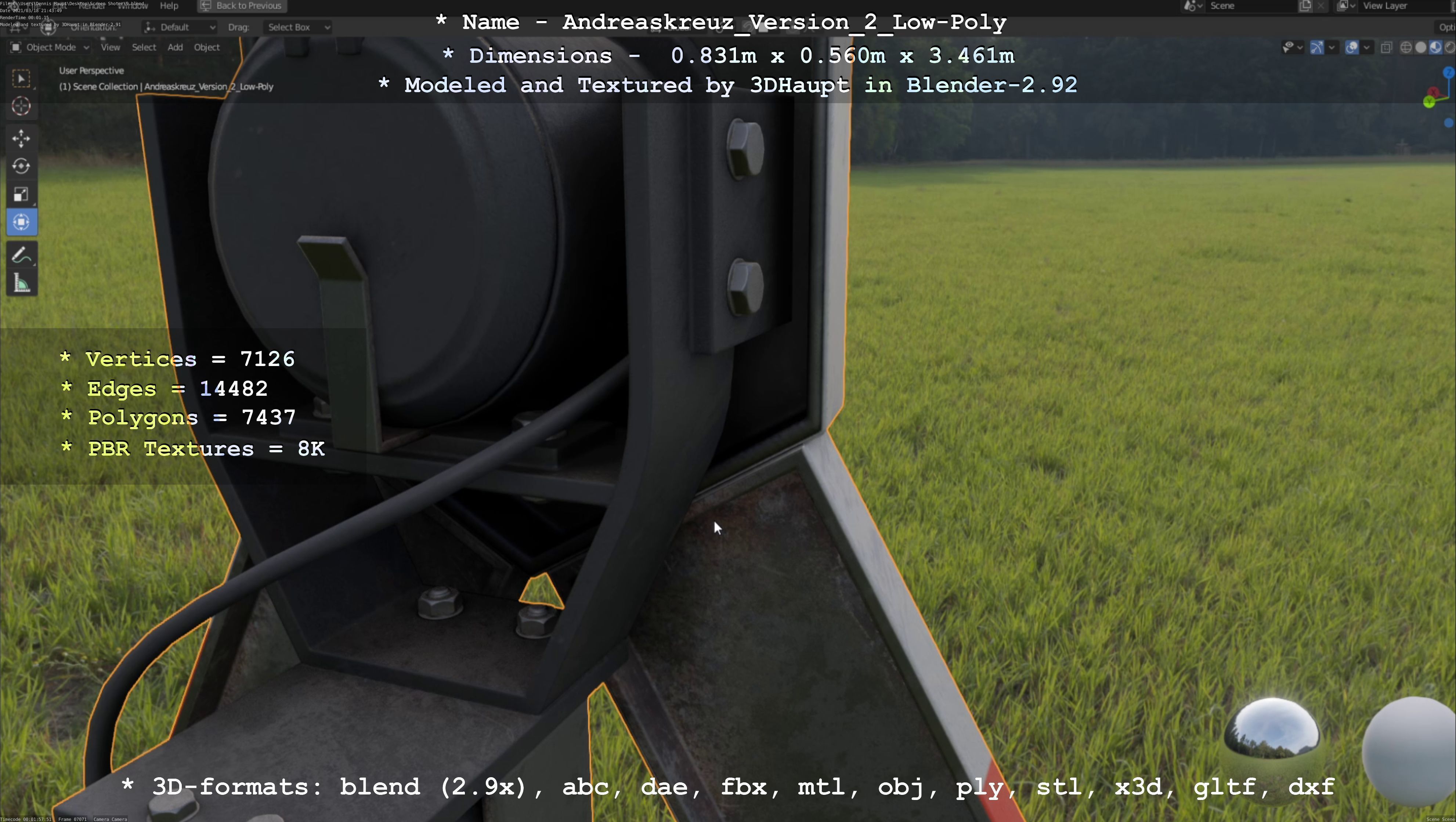 Low and High-Poly Andreaskreuz Version 1 2 and 3 3D Model Collection_24