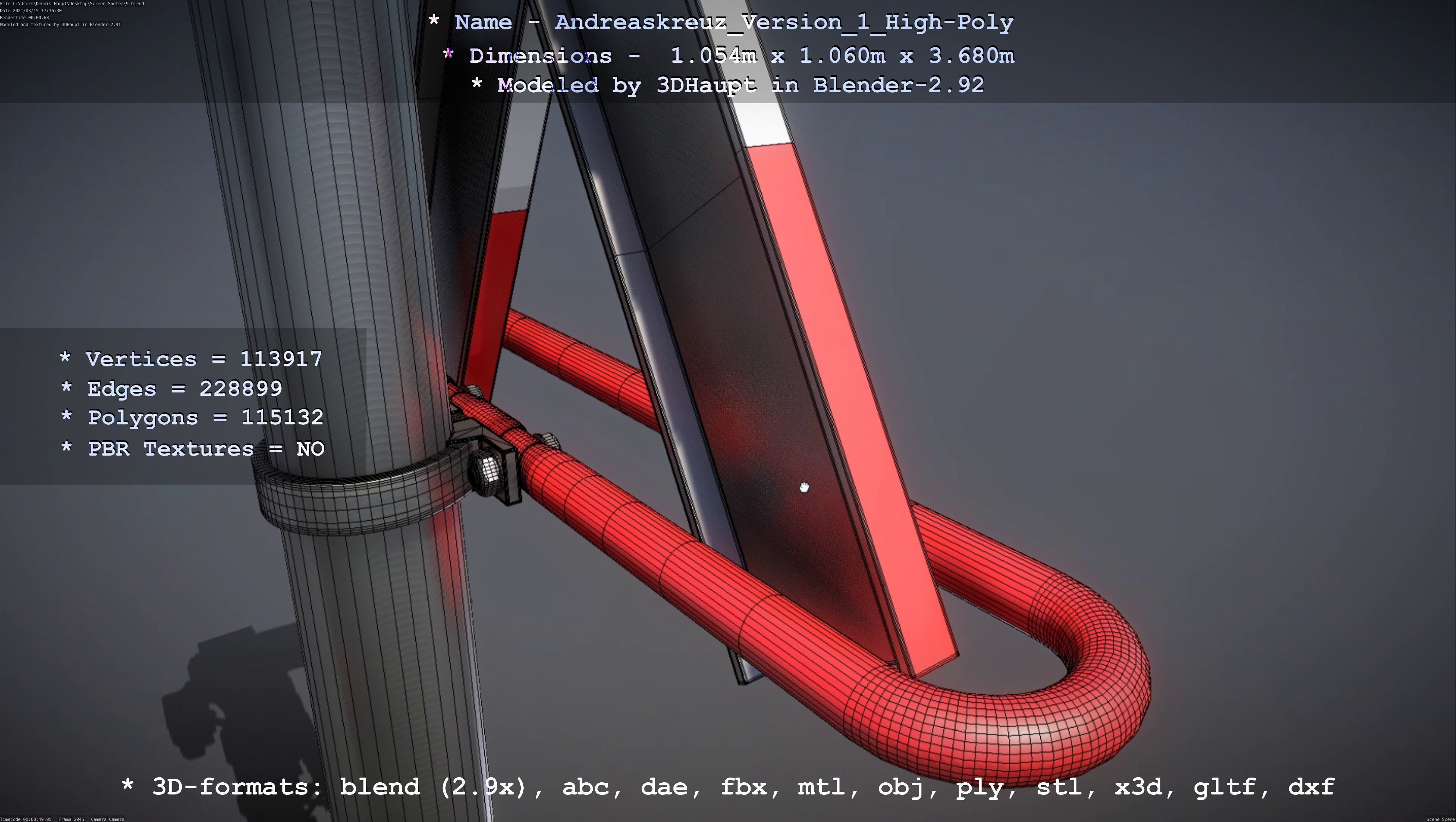 Low and High-Poly Andreaskreuz Version 1 2 and 3 3D Model Collection_52