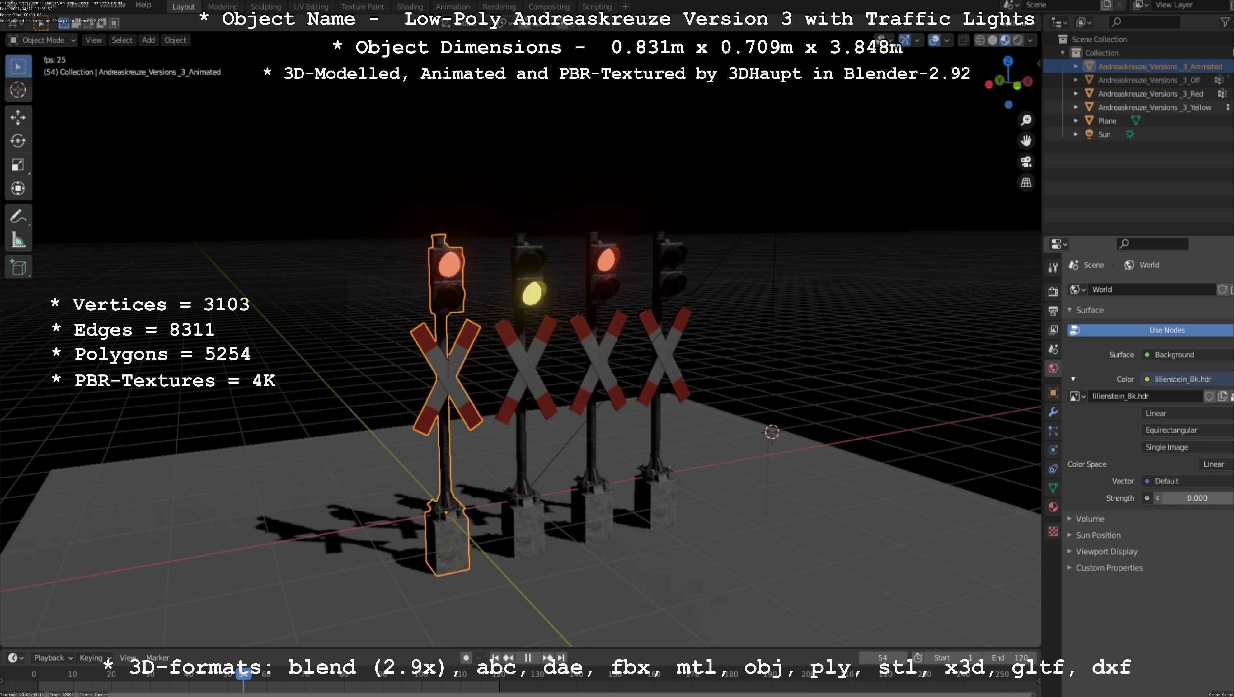 Low and High-Poly Andreaskreuz Version 1 2 and 3 3D Model Collection_80