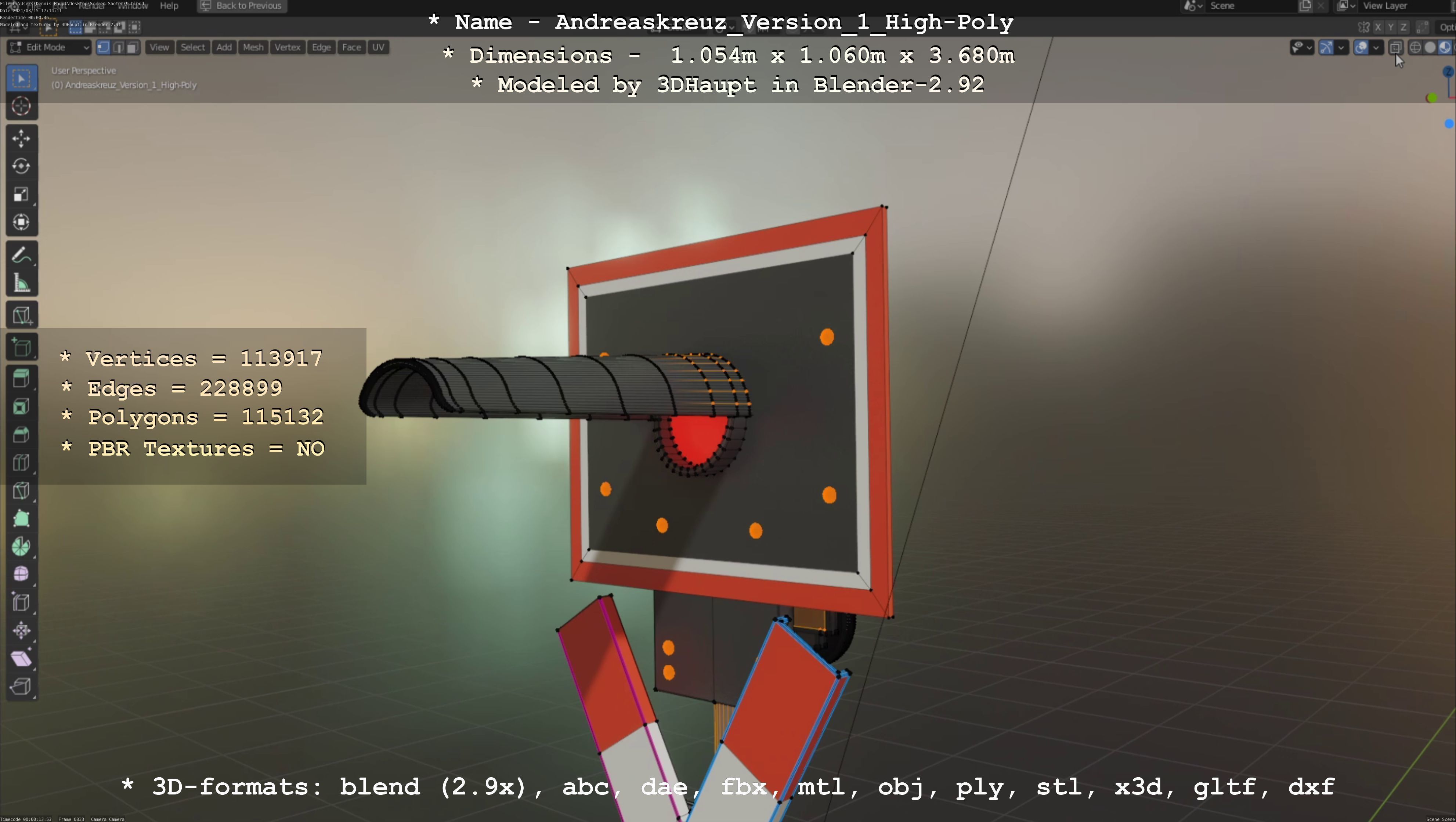 Low and High-Poly Andreaskreuz Version 1 2 and 3 3D Model Collection_42