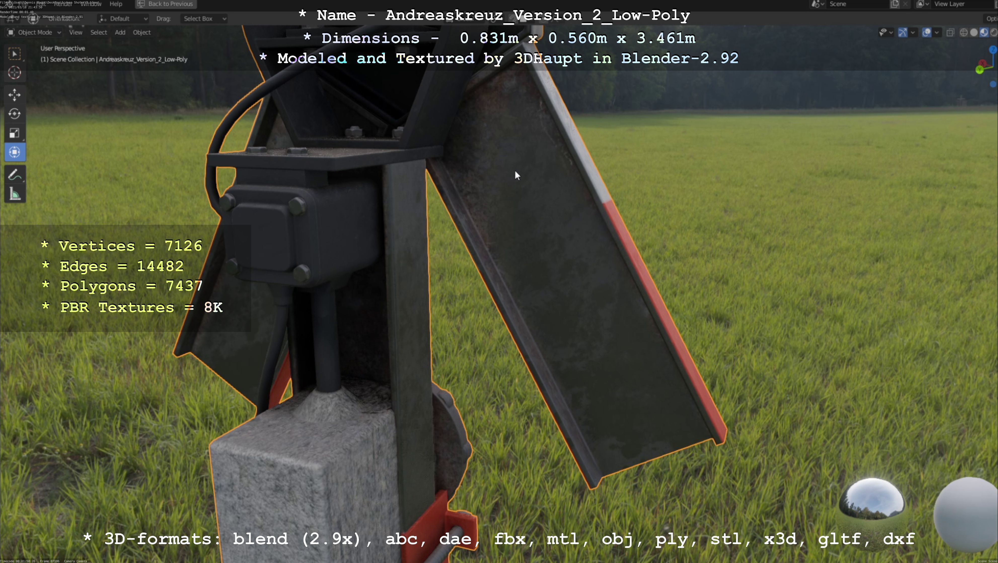 Low and High-Poly Andreaskreuz Version 1 2 and 3 3D Model Collection_39