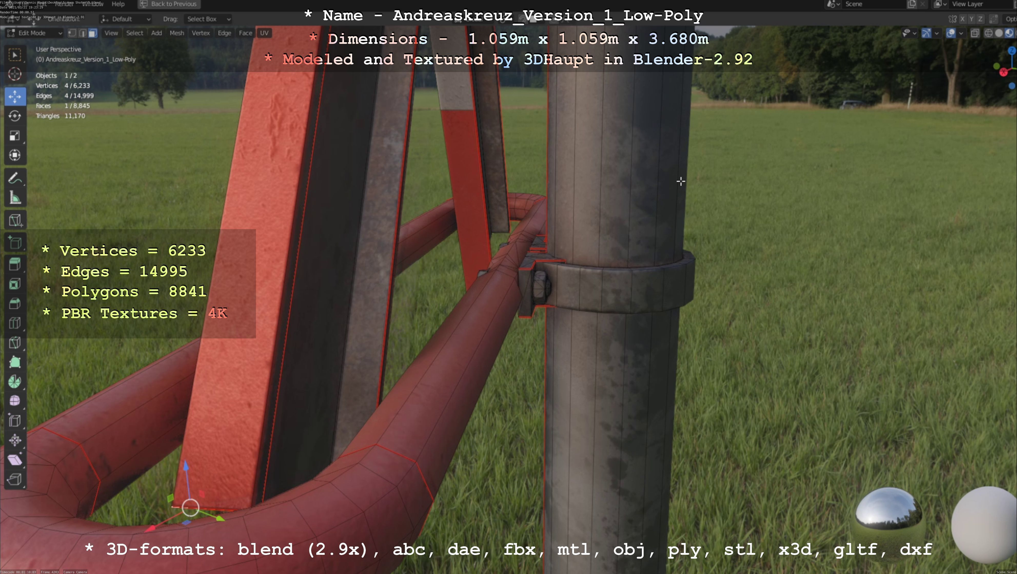 Low and High-Poly Andreaskreuz Version 1 2 and 3 3D Model Collection_71