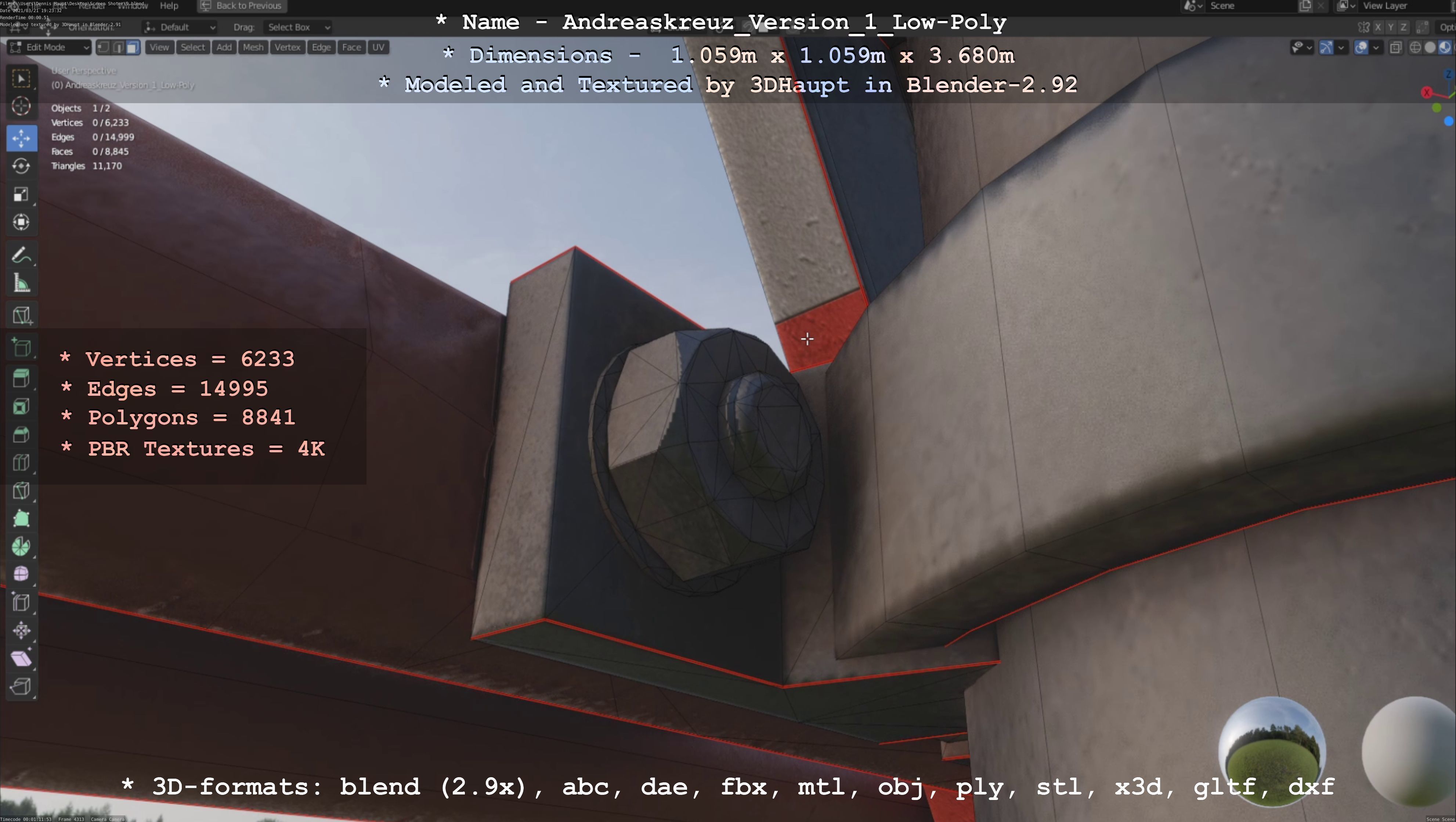 Low and High-Poly Andreaskreuz Version 1 2 and 3 3D Model Collection_58