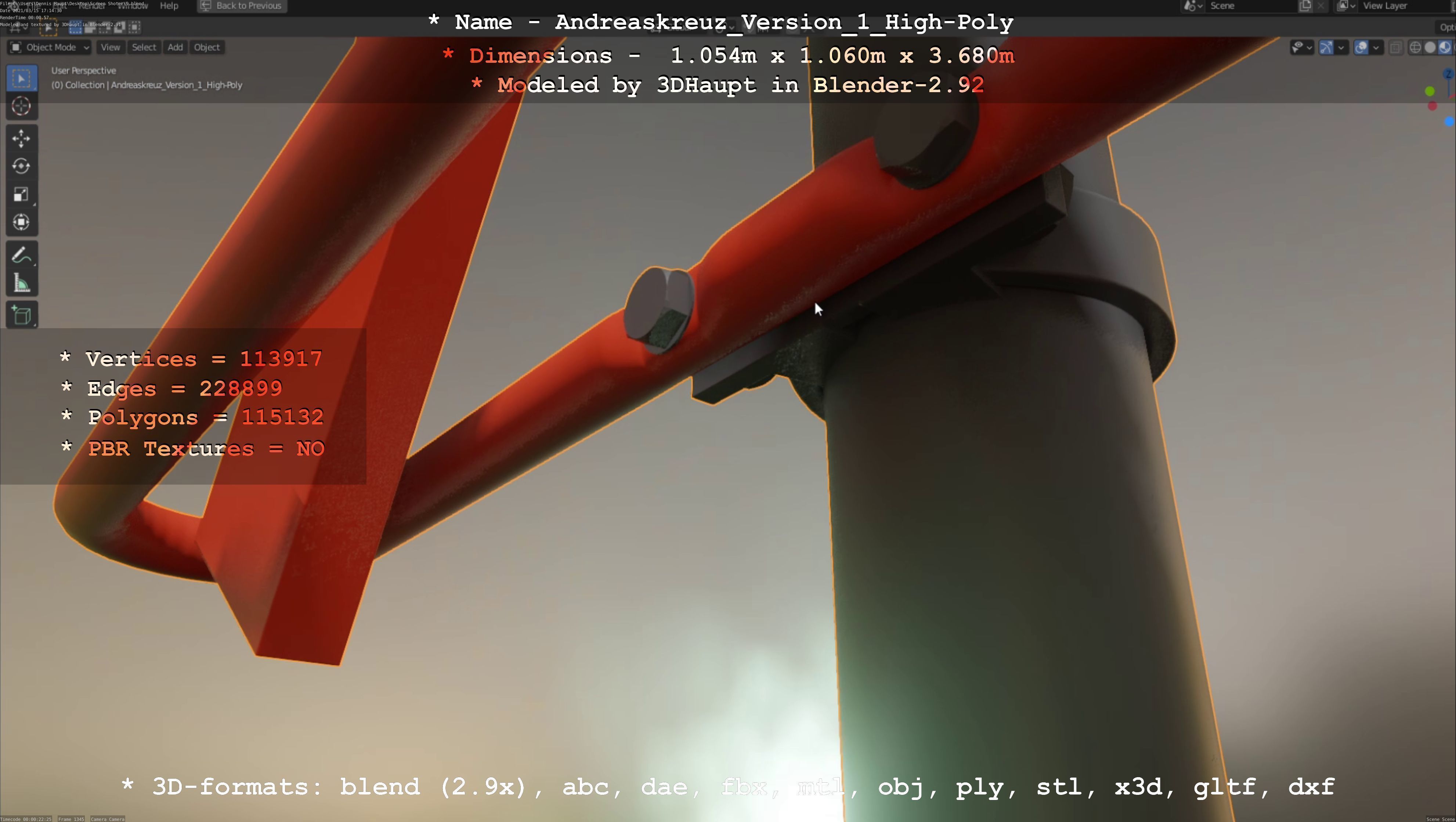 Low and High-Poly Andreaskreuz Version 1 2 and 3 3D Model Collection_55
