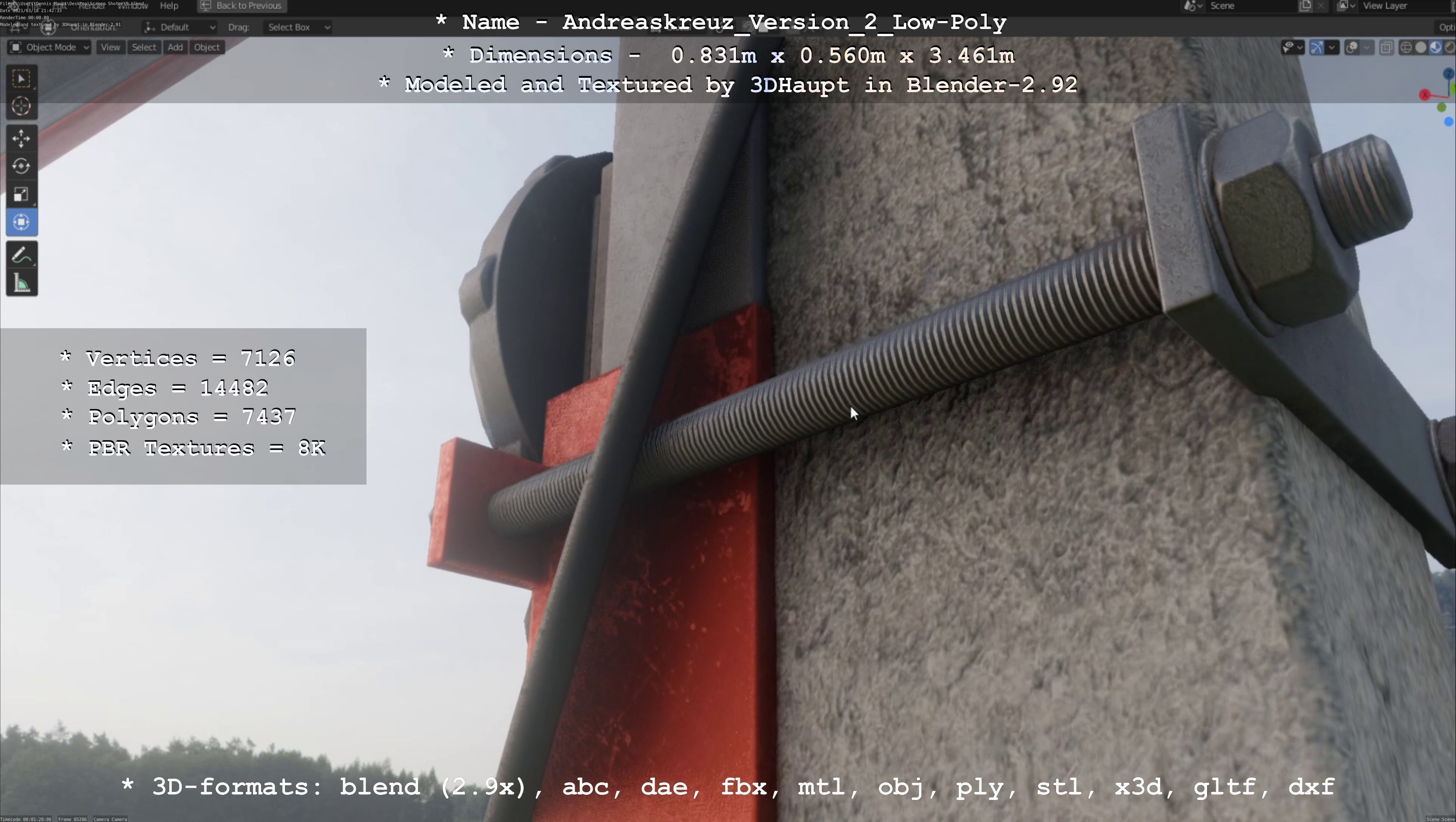 Low and High-Poly Andreaskreuz Version 1 2 and 3 3D Model Collection_22