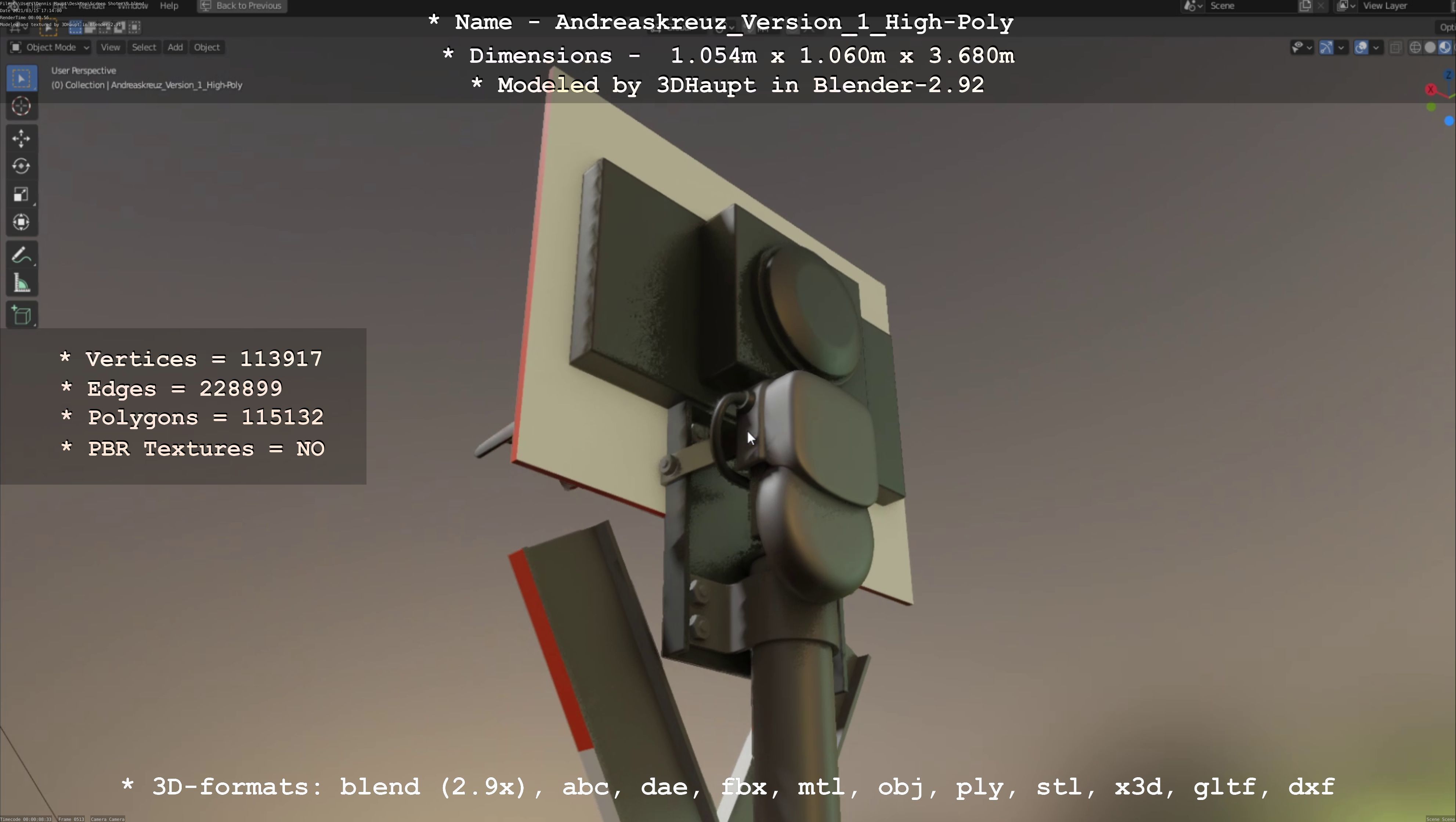 Low and High-Poly Andreaskreuz Version 1 2 and 3 3D Model Collection_41
