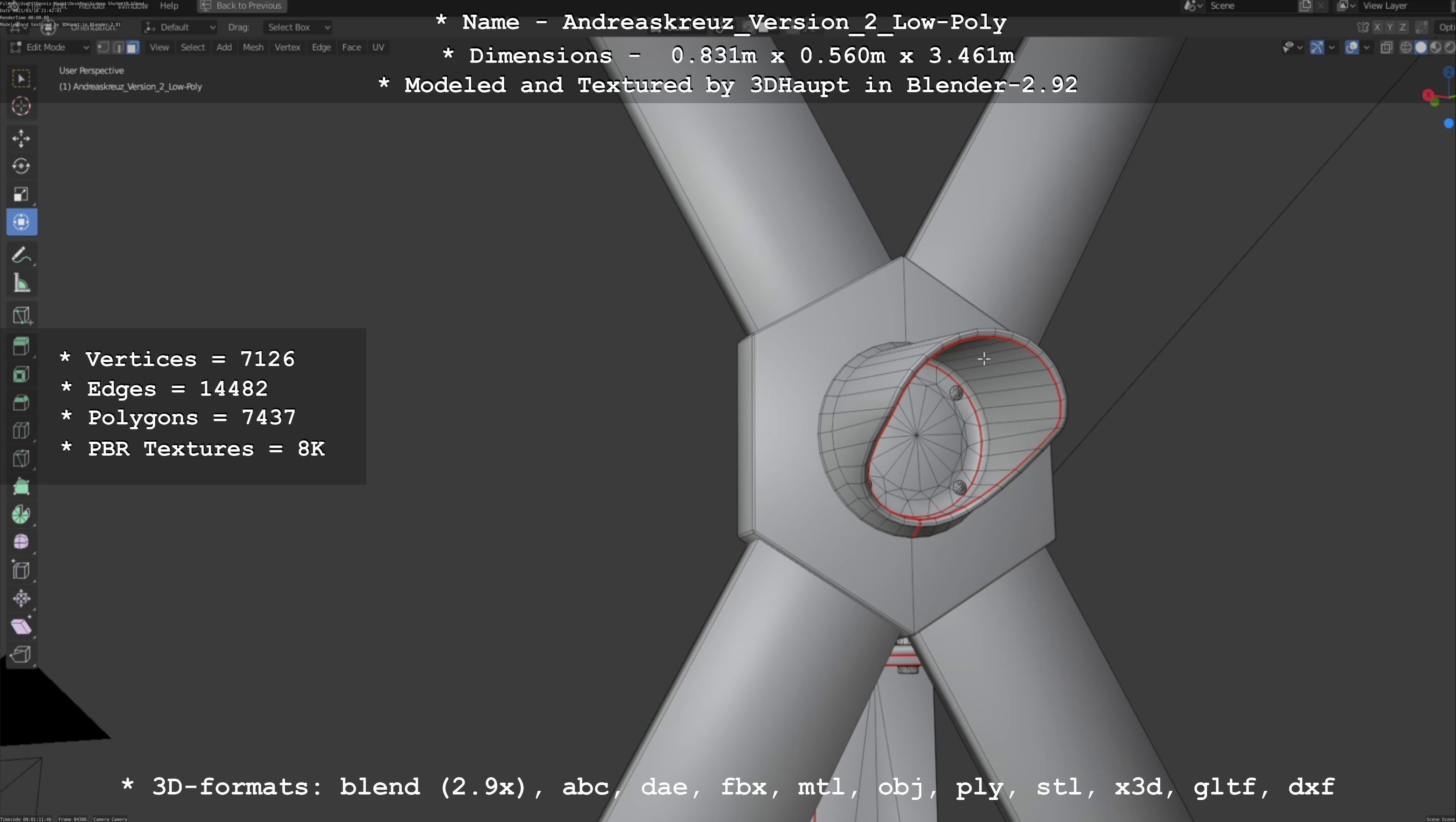 Low and High-Poly Andreaskreuz Version 1 2 and 3 3D Model Collection_18