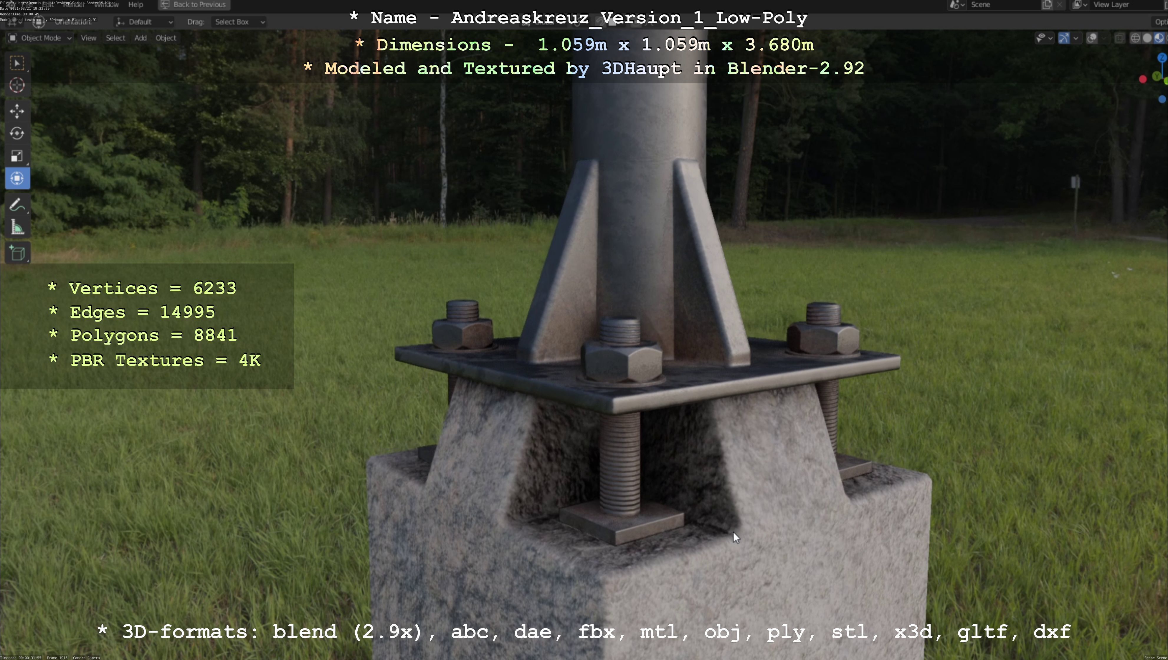 Low and High-Poly Andreaskreuz Version 1 2 and 3 3D Model Collection_67