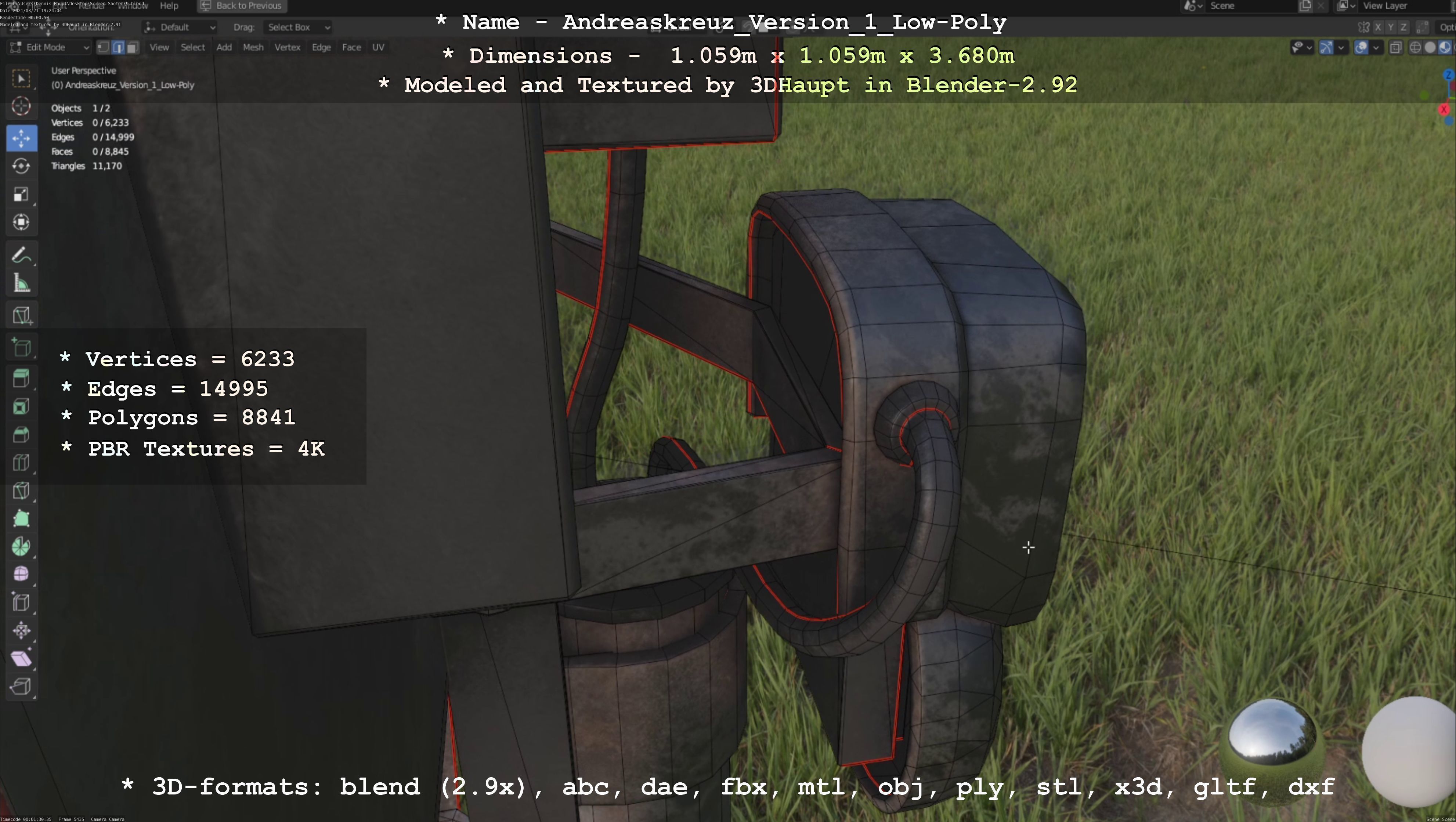 Low and High-Poly Andreaskreuz Version 1 2 and 3 3D Model Collection_61