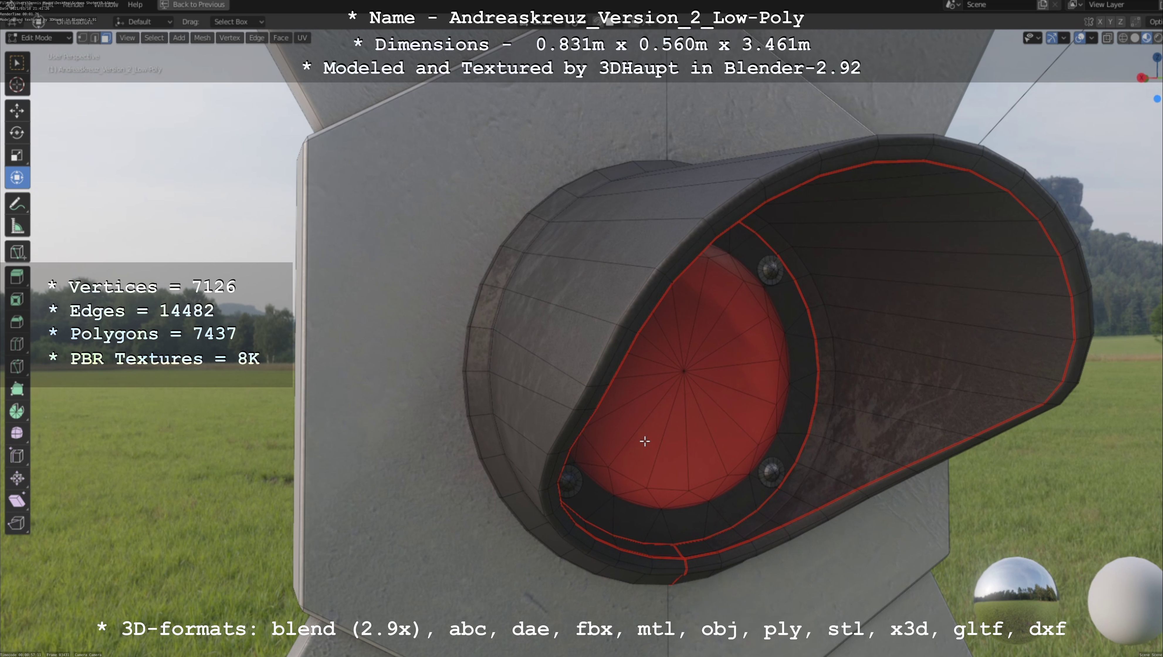 Low and High-Poly Andreaskreuz Version 1 2 and 3 3D Model Collection_20