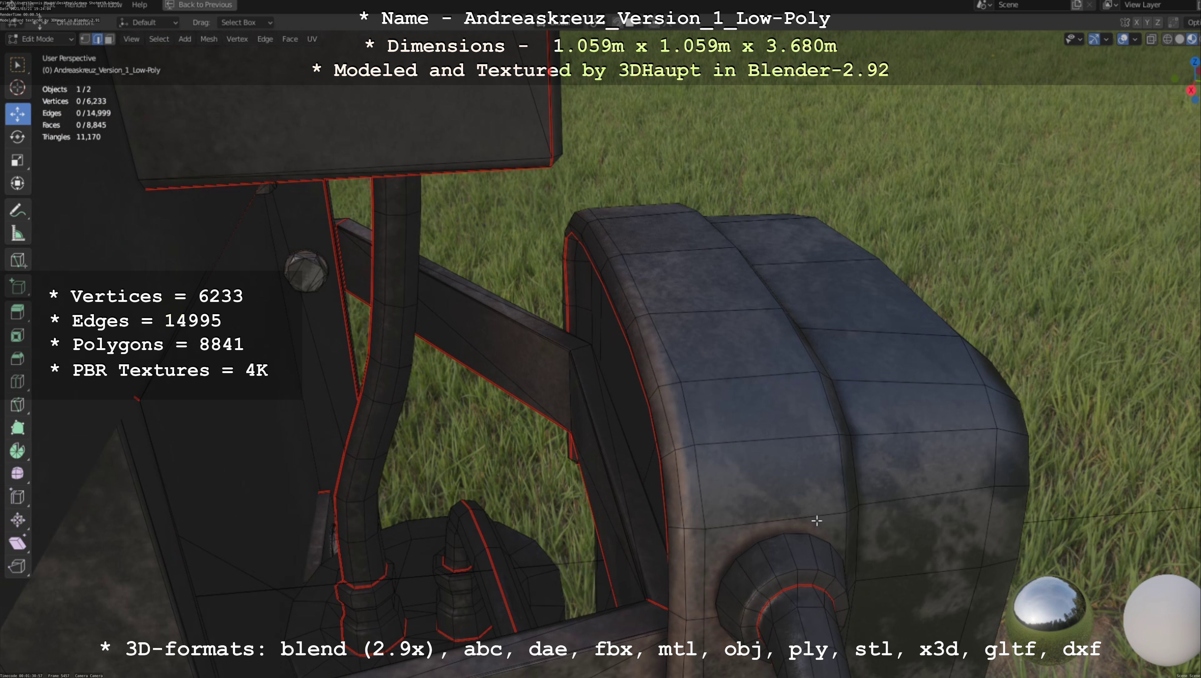 Low and High-Poly Andreaskreuz Version 1 2 and 3 3D Model Collection_62