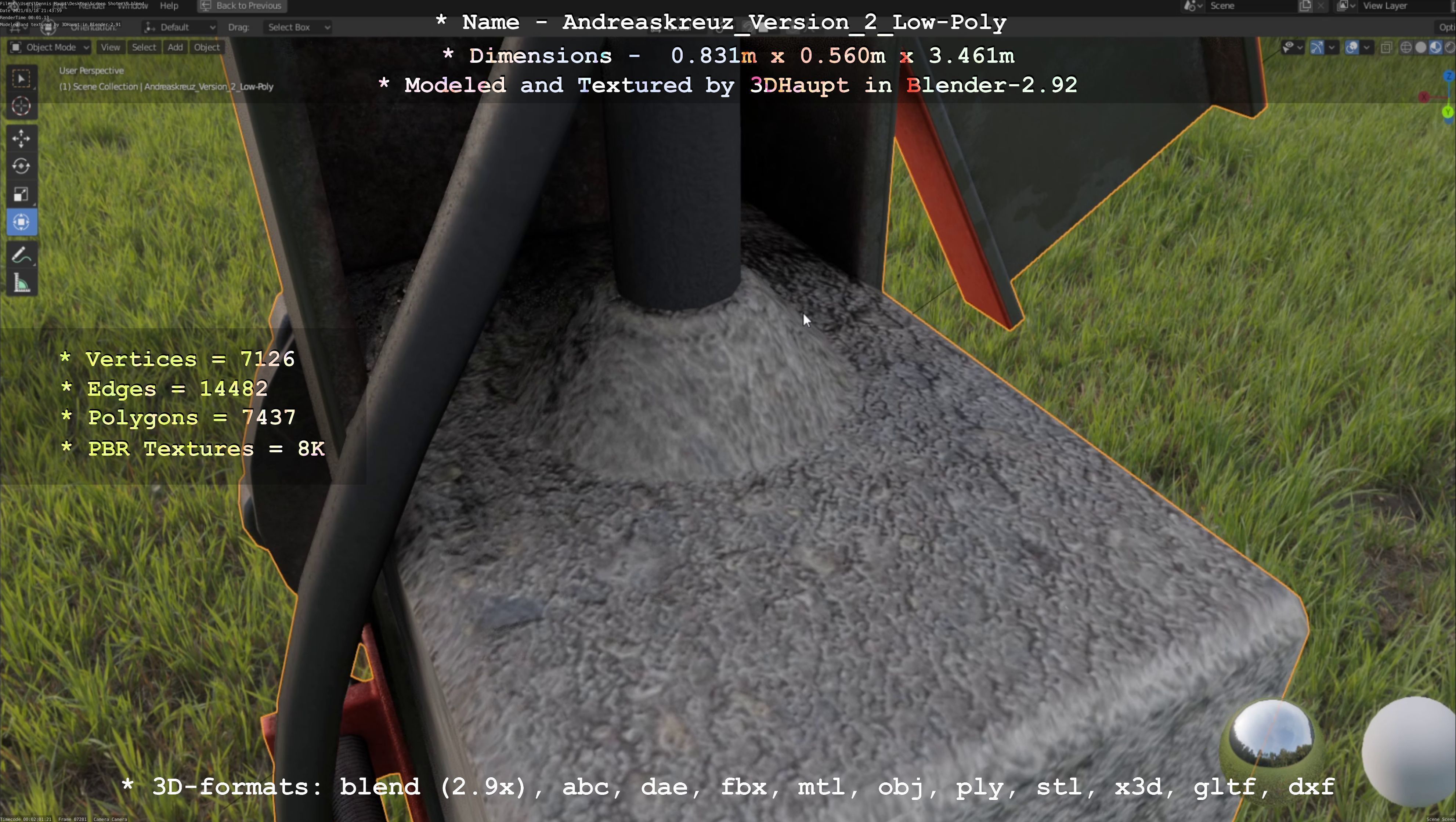 Low and High-Poly Andreaskreuz Version 1 2 and 3 3D Model Collection_17