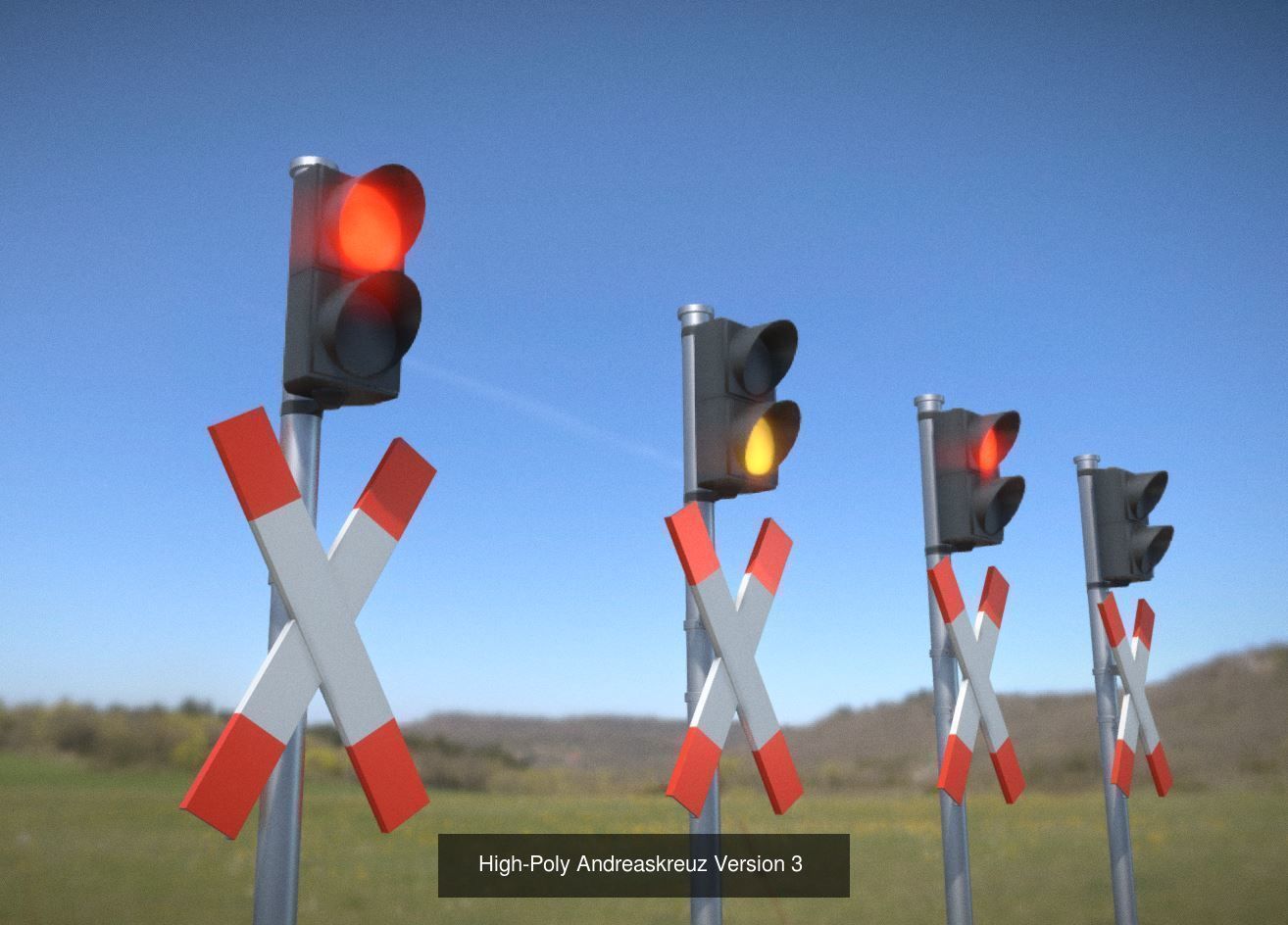 Low and High-Poly Andreaskreuz Version 1 2 and 3 3D Model Collection_12