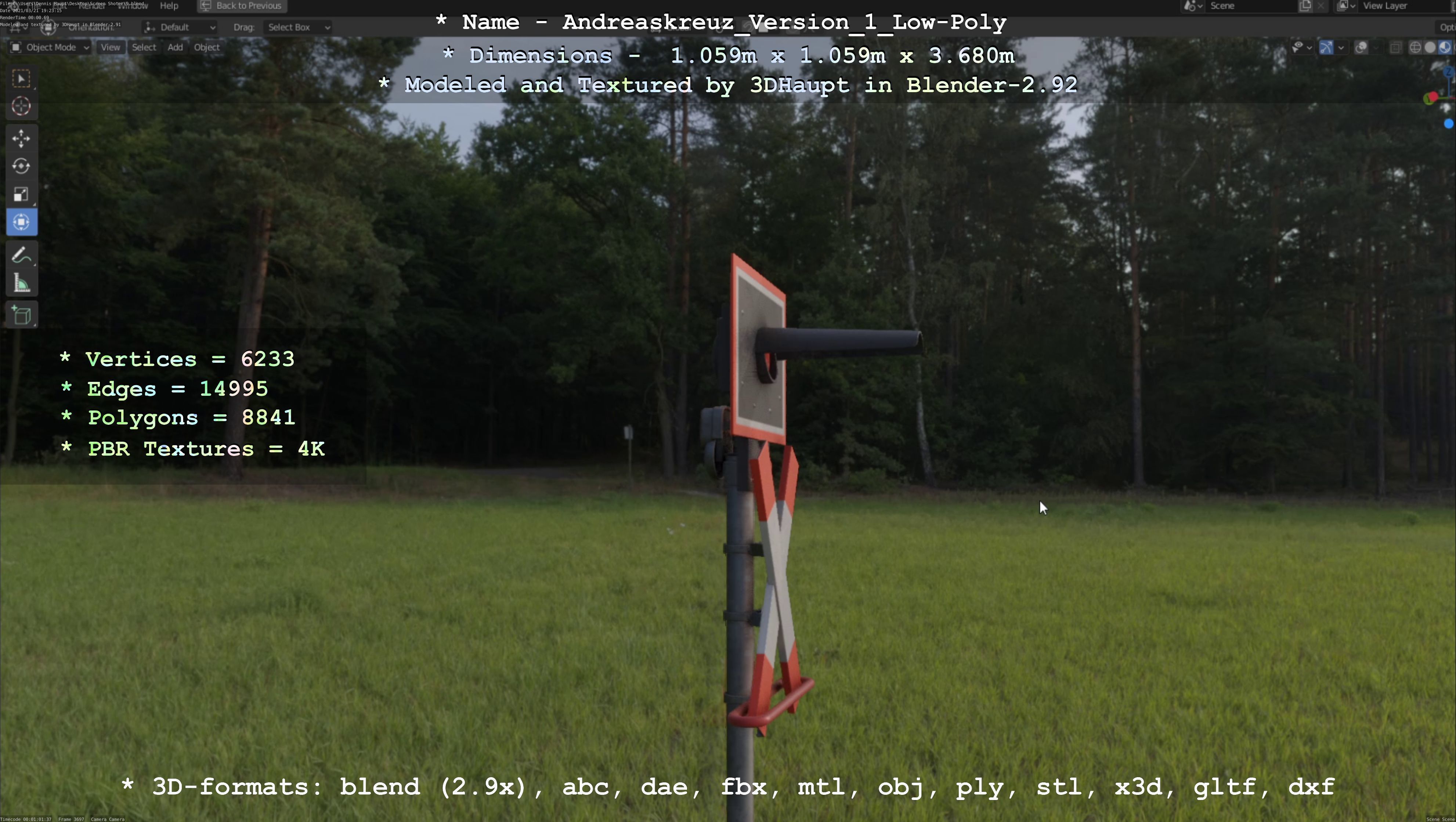 Low and High-Poly Andreaskreuz Version 1 2 and 3 3D Model Collection_63