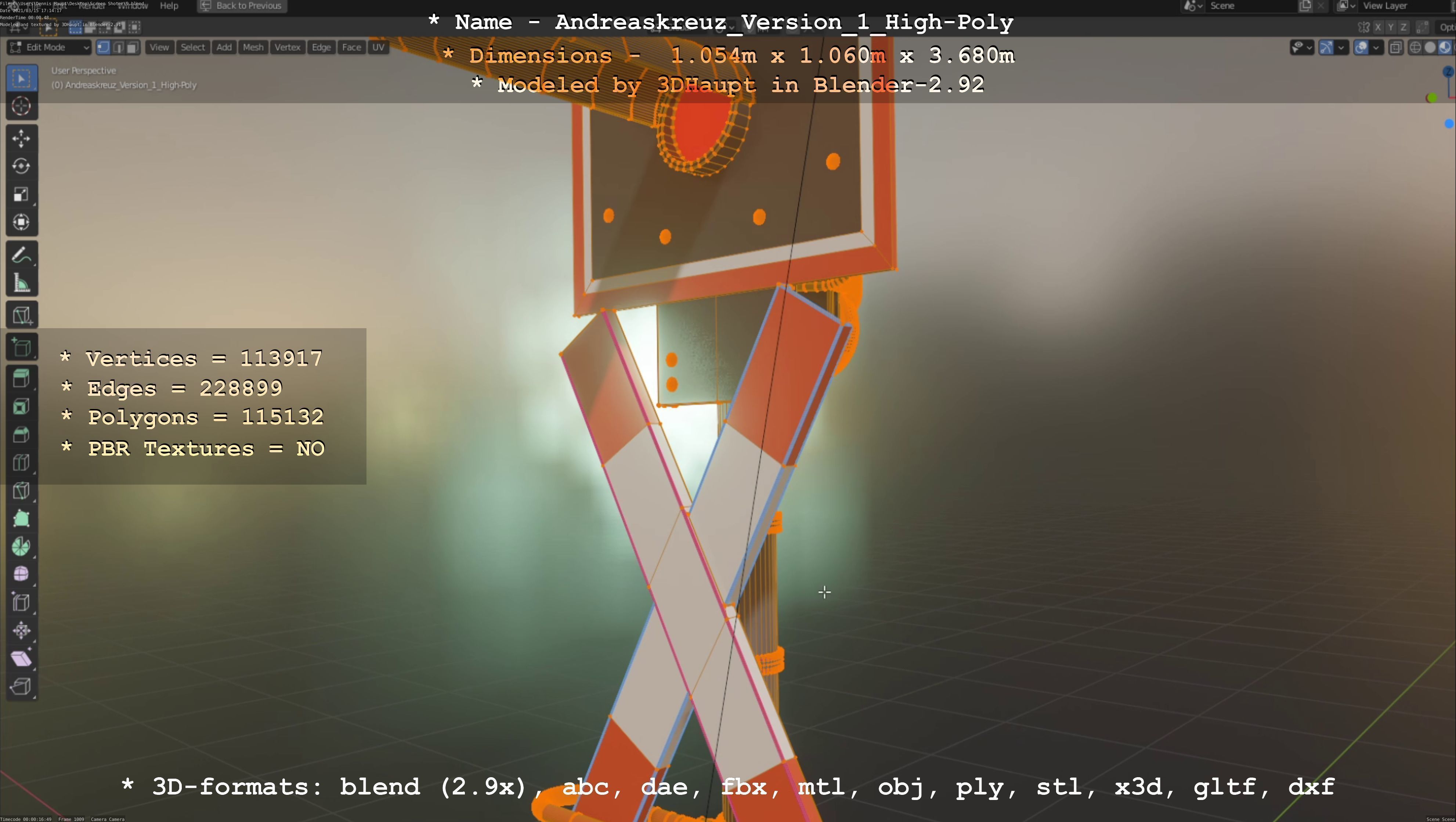 Low and High-Poly Andreaskreuz Version 1 2 and 3 3D Model Collection_46