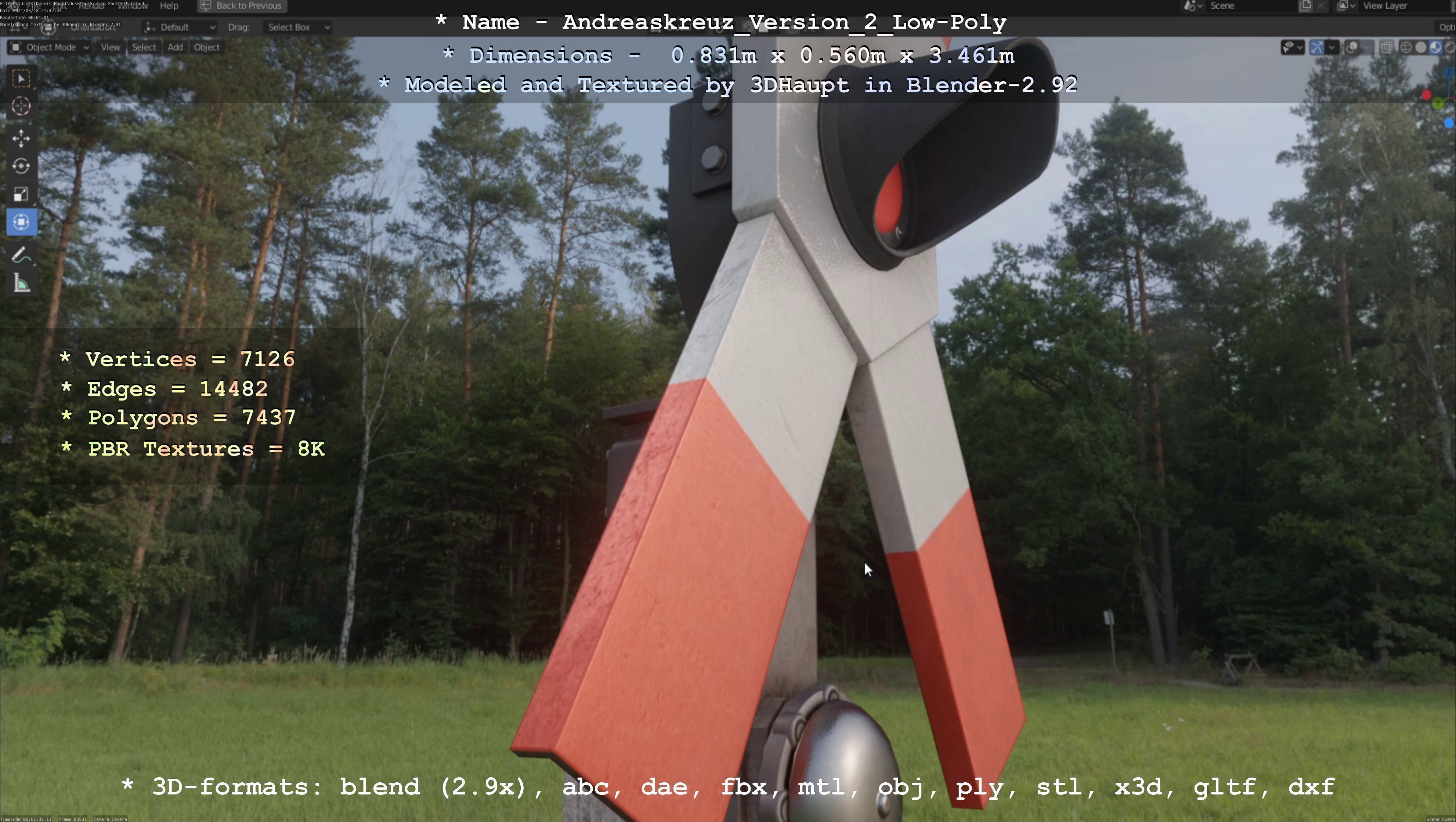 Low and High-Poly Andreaskreuz Version 1 2 and 3 3D Model Collection_36