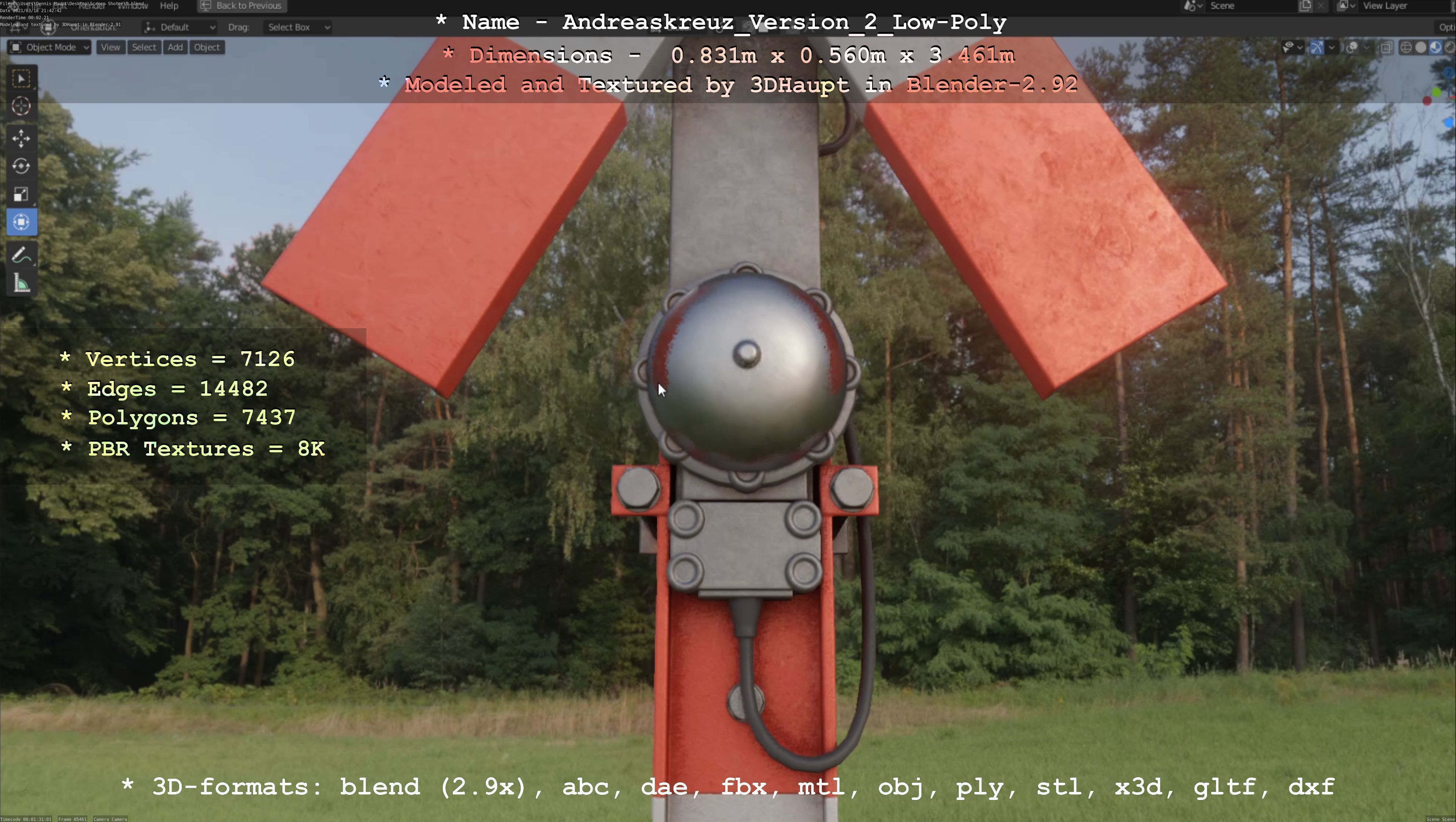Low and High-Poly Andreaskreuz Version 1 2 and 3 3D Model Collection_19