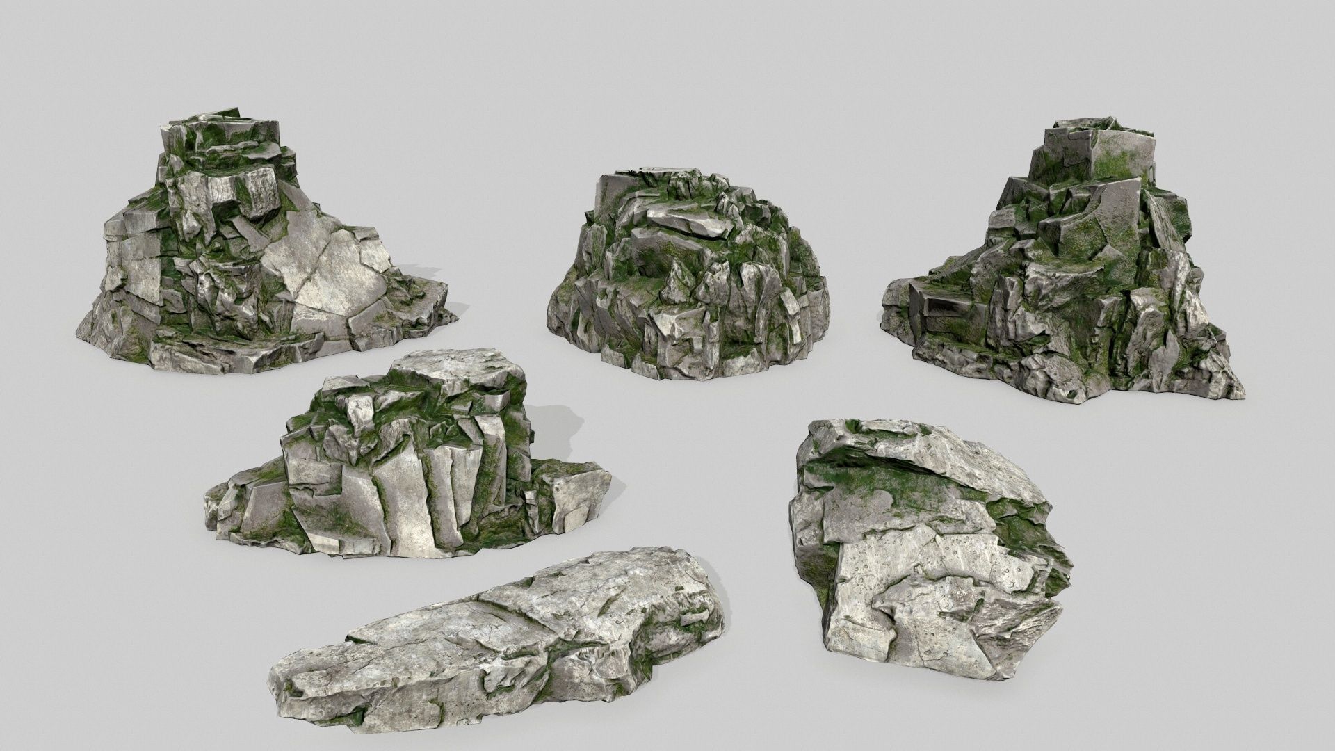 Rock Set Low-poly 3D model_1