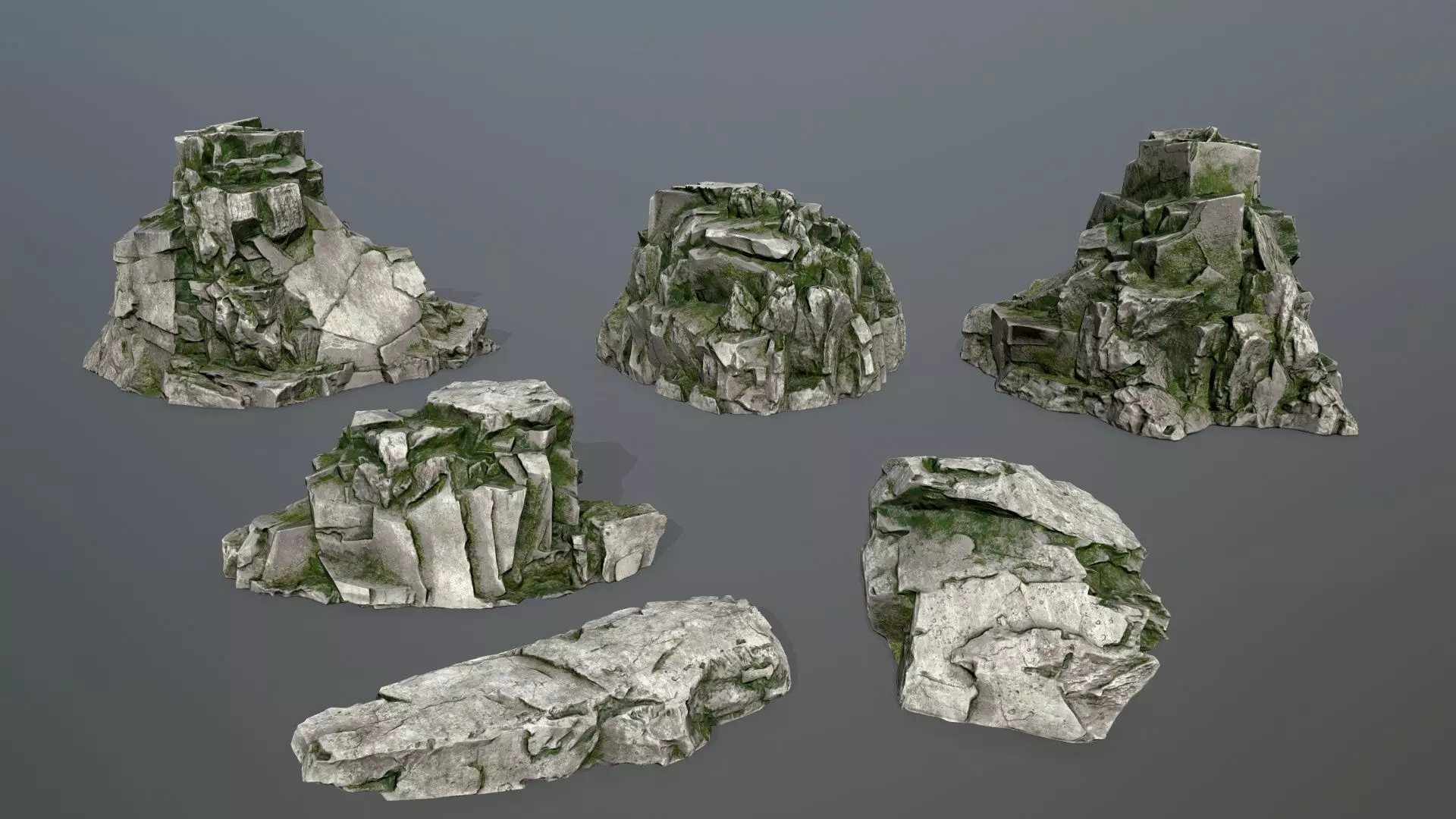 Rock Set Low-poly 3D model_0