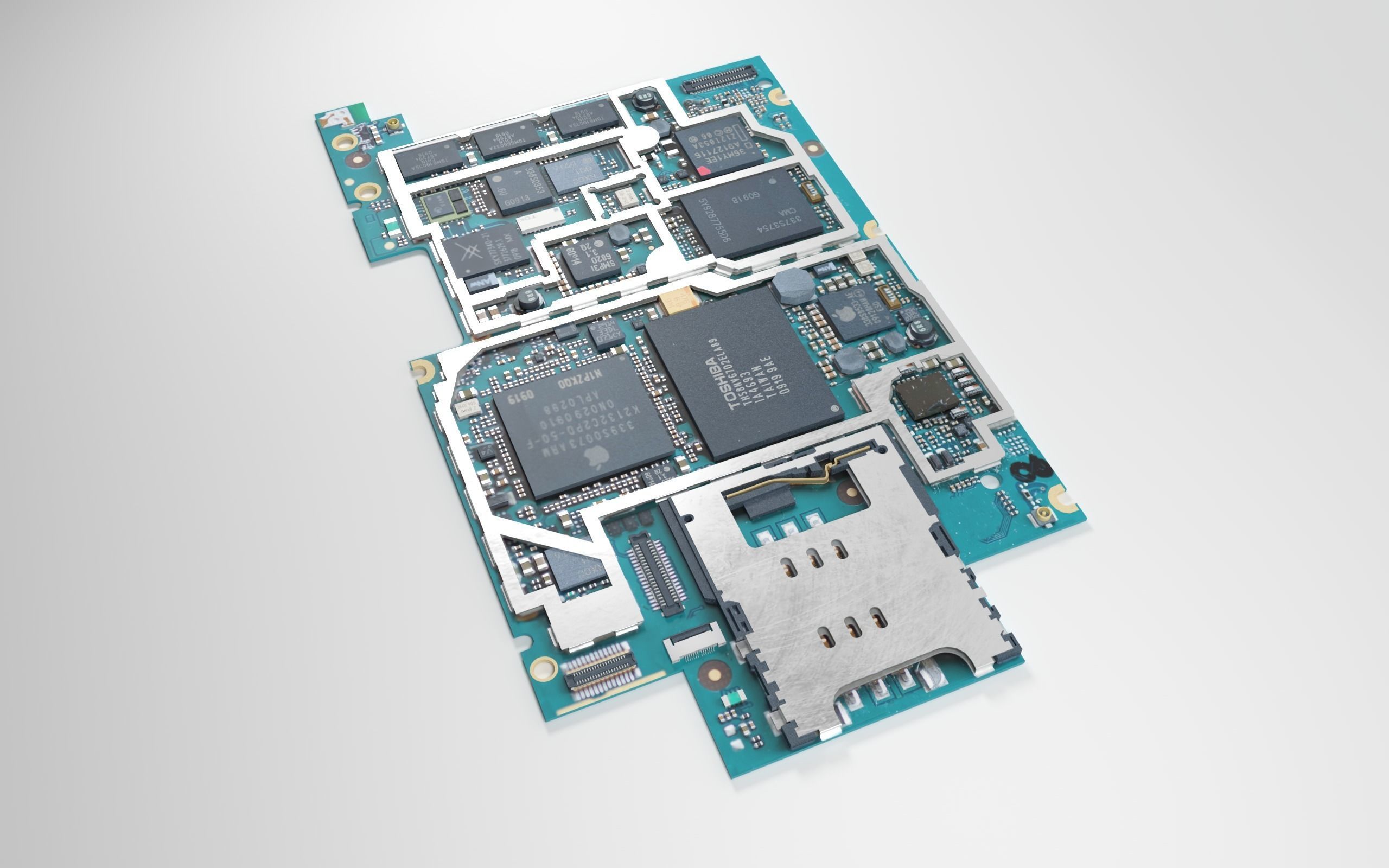 Electron board Low-poly 3D model_2