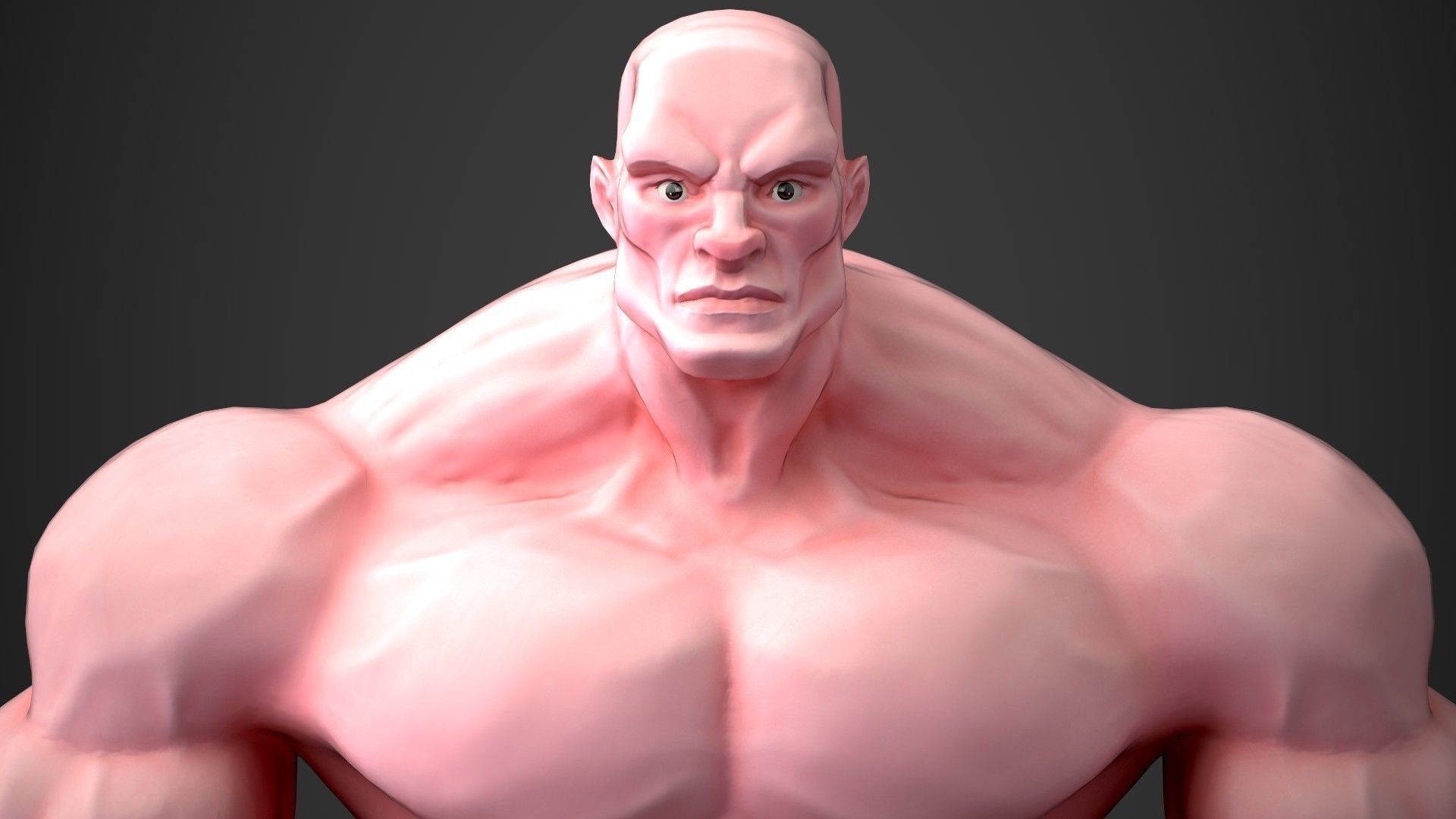 Muscular Male Stylized Base Mesh Low-poly 3D model_1