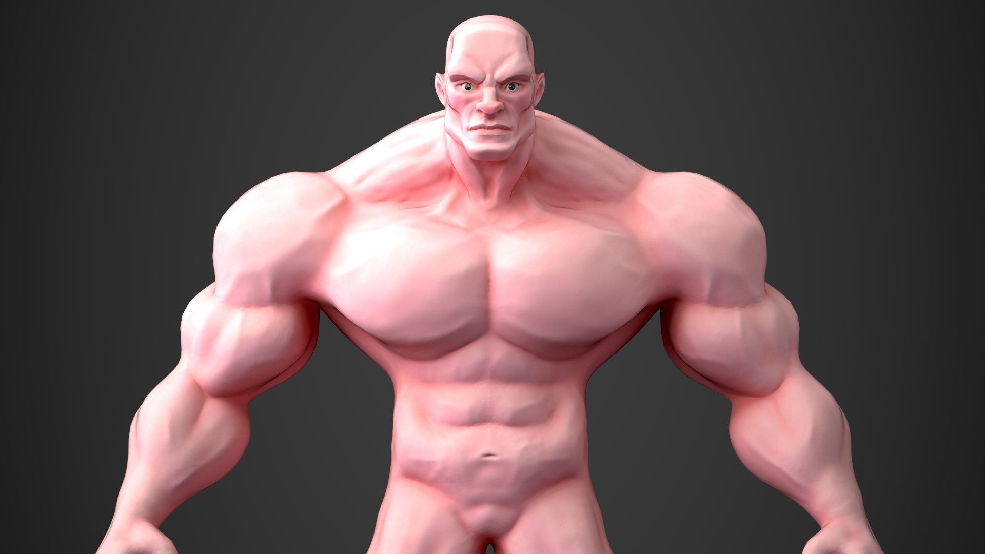 Muscular Male Stylized Base Mesh Low-poly 3D model_4