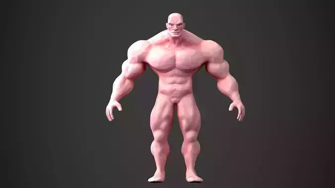 Muscular Male Stylized Base Mesh Low-poly 3D model