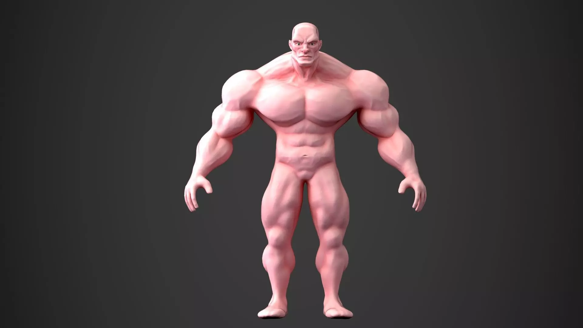 Muscular Male Stylized Base Mesh Low-poly 3D model_0