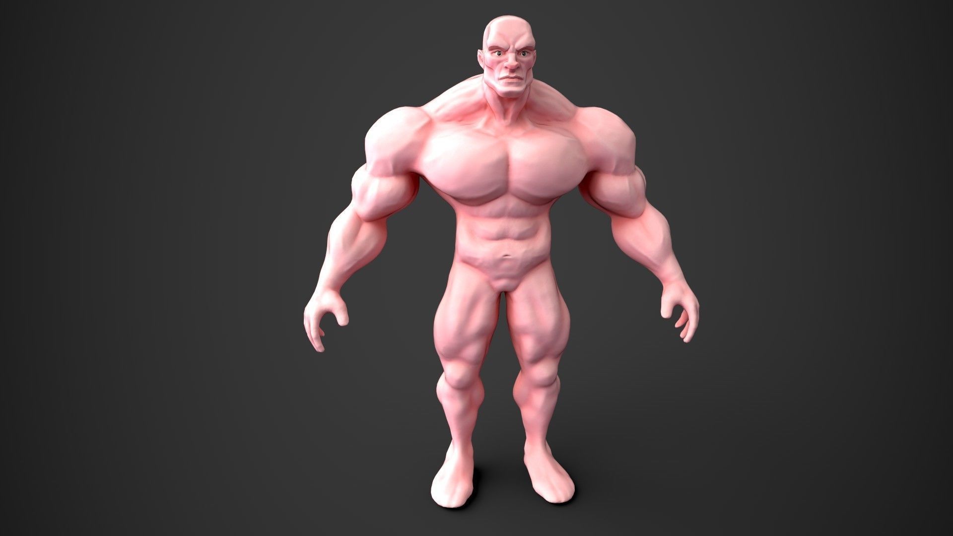 Muscular Male Stylized Base Mesh Low-poly 3D model_5