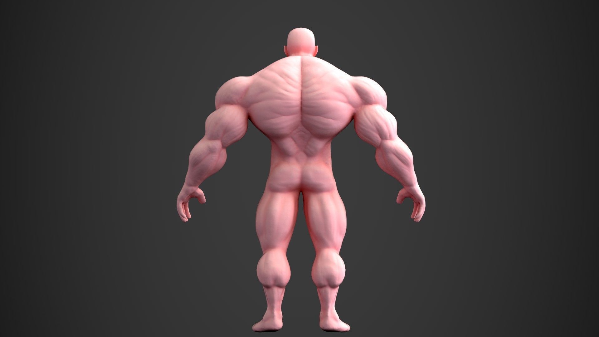 Muscular Male Stylized Base Mesh Low-poly 3D model_2