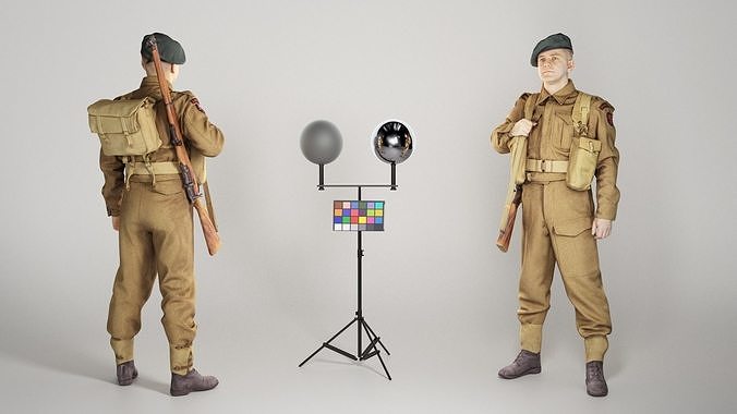 British soldier with gun 289  Low-poly 3D model
