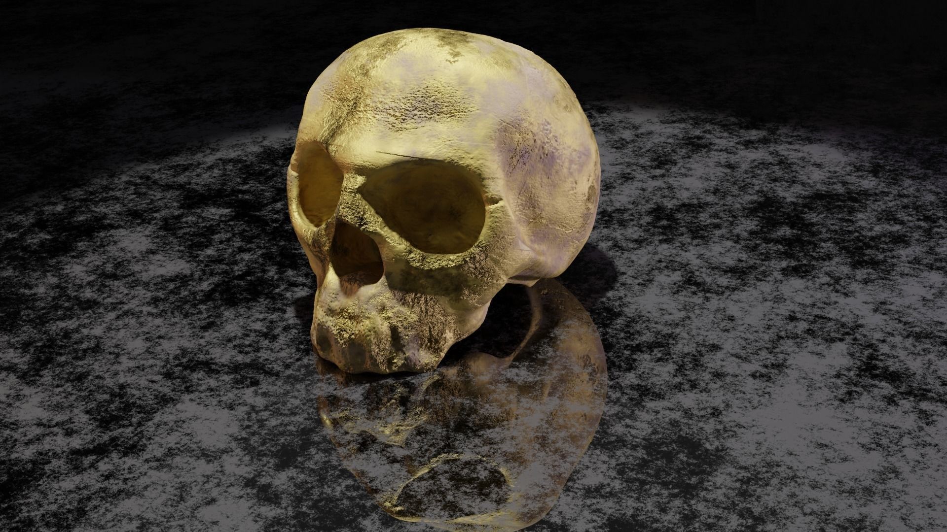 Golden skull 3D model_1