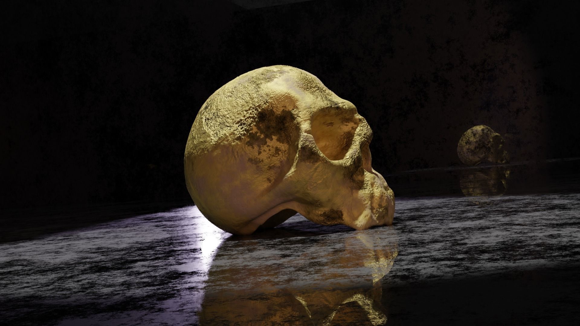 Golden skull 3D model_3