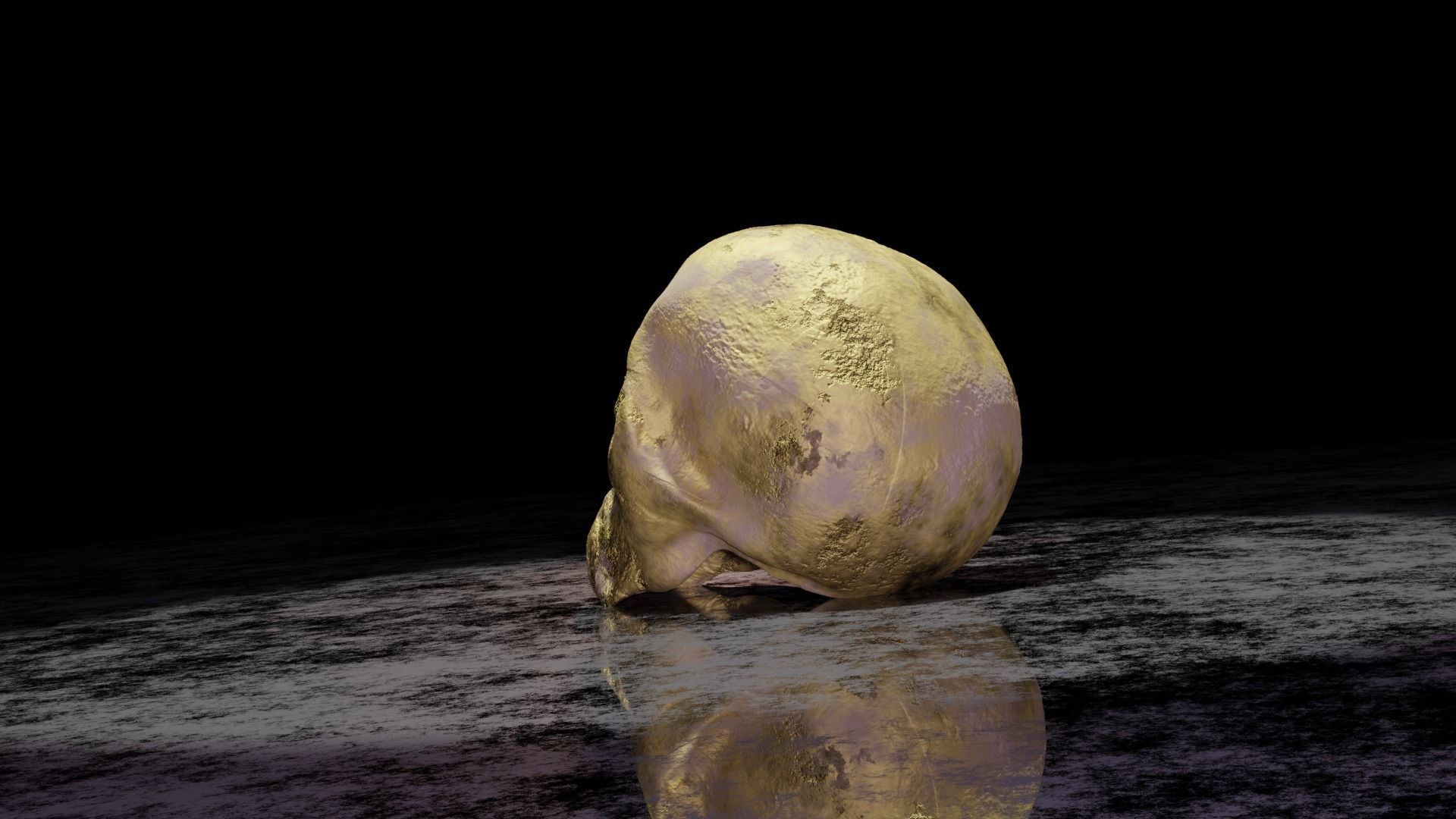 Golden skull 3D model_6