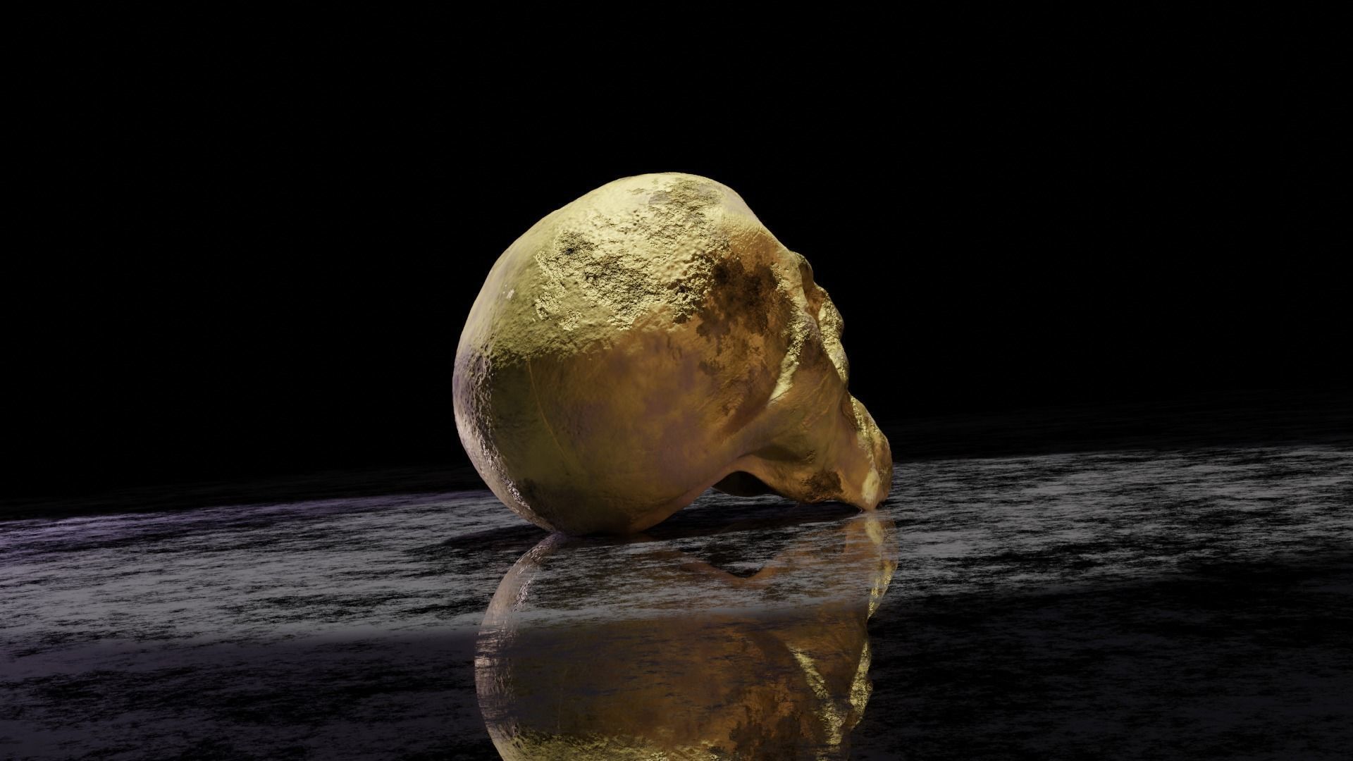 Golden skull 3D model_4