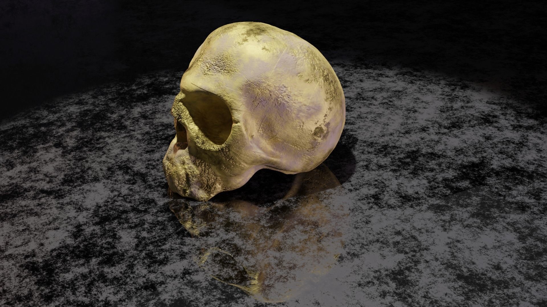 Golden skull 3D model_2