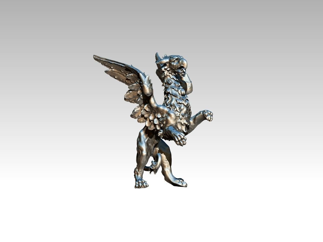 Griffin silver statue of dragon 3D print model_1