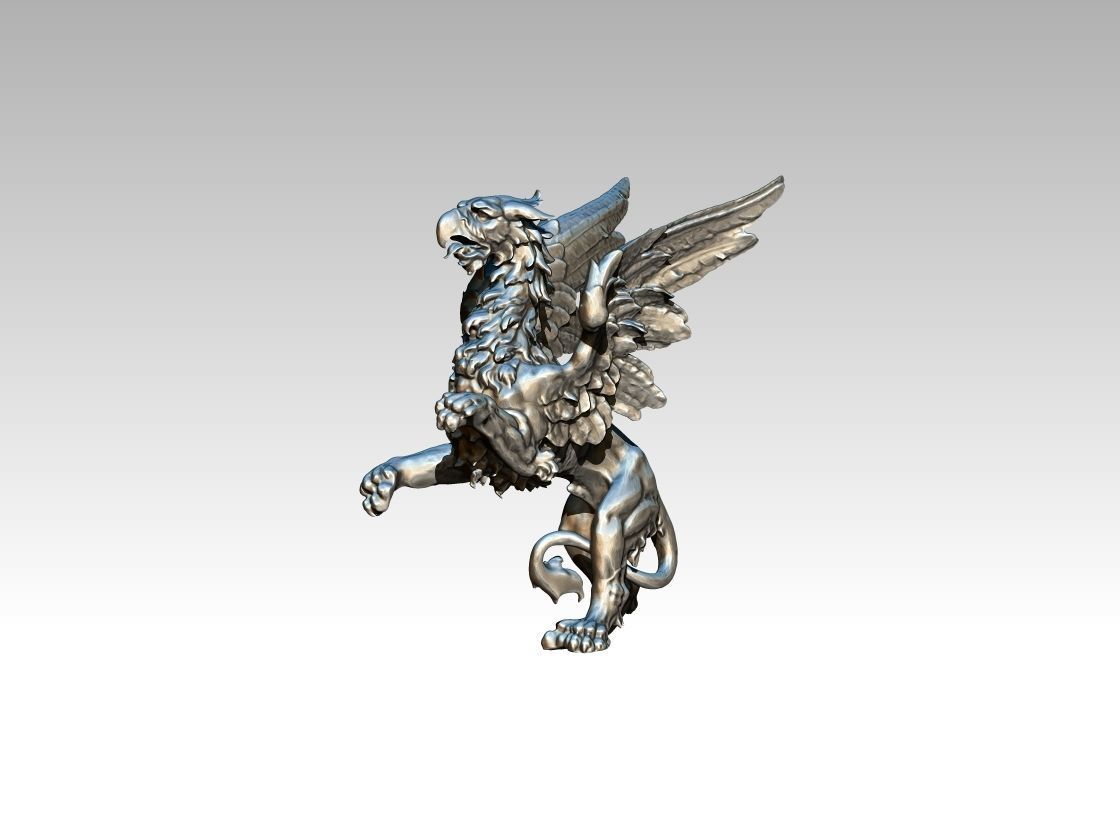 Griffin silver statue of dragon 3D print model_3