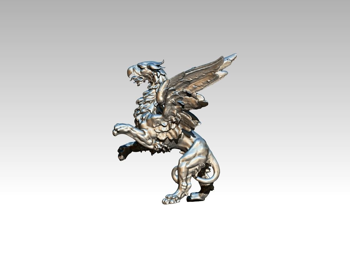 Griffin silver statue of dragon 3D print model_4