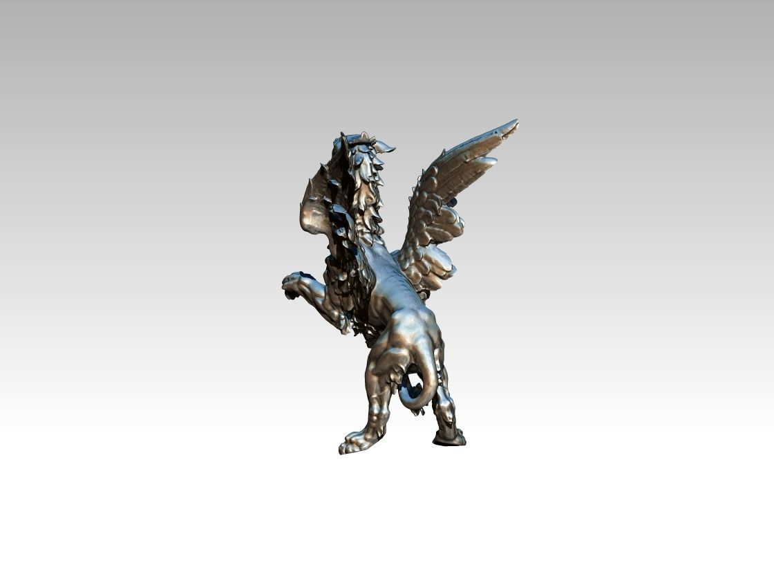 Griffin silver statue of dragon 3D print model_5