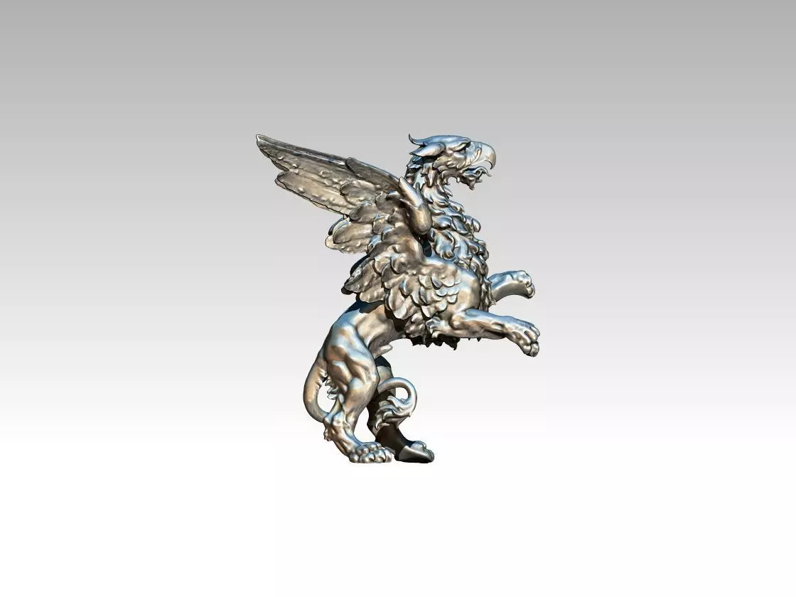 Griffin silver statue of dragon 3D print model_0