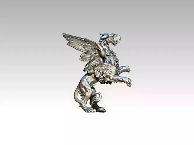 Griffin silver statue of dragon