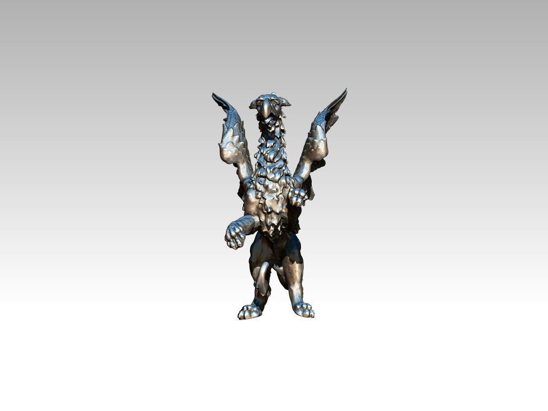 Griffin silver statue of dragon 3D print model_2