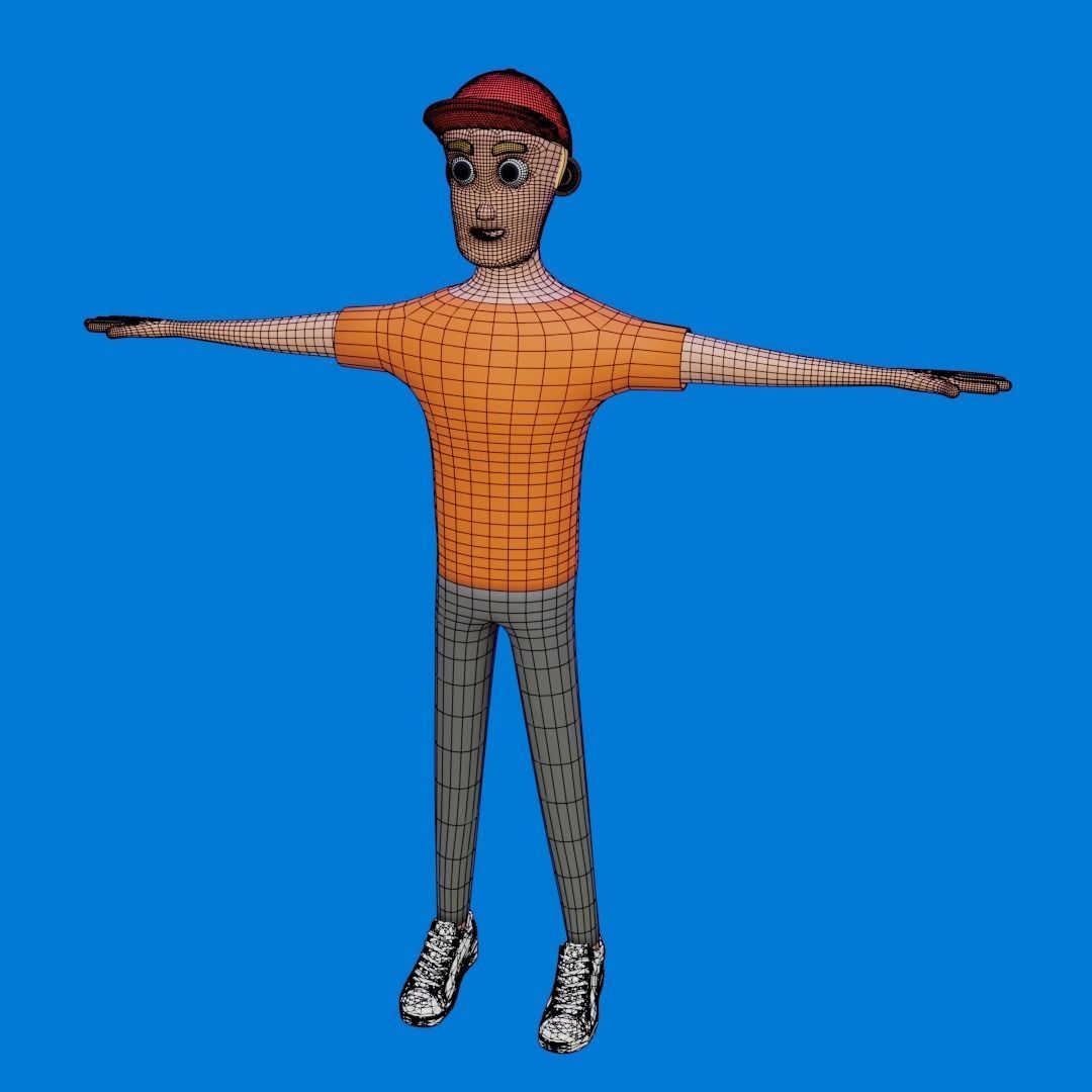 Stylised Cartoon Man 3D model_2