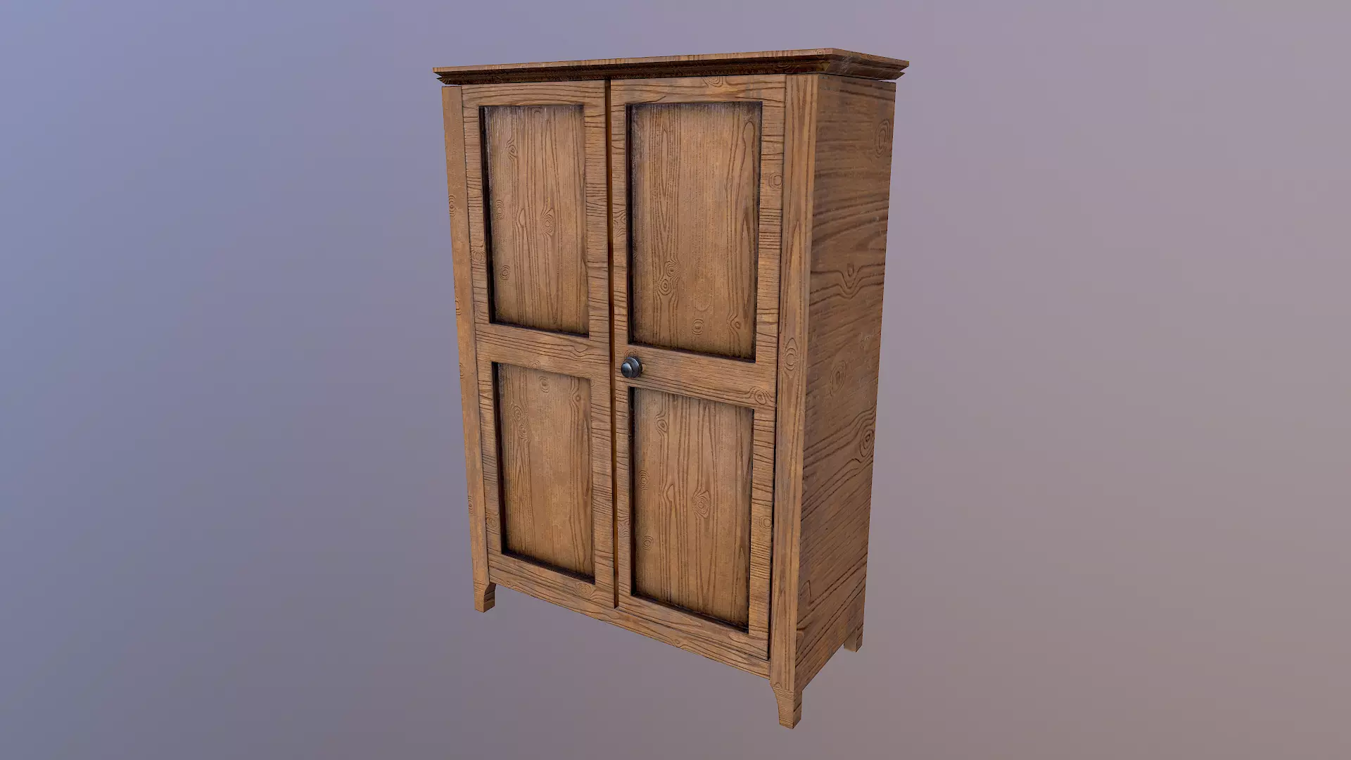 Low Poly Old Wardrobe Free low-poly 3D model