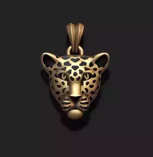leopard head with enamel 3D print model