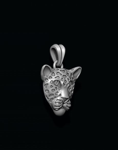 leopard head with enamel 3D print model_5
