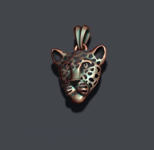 leopard head with enamel 3D print model_3
