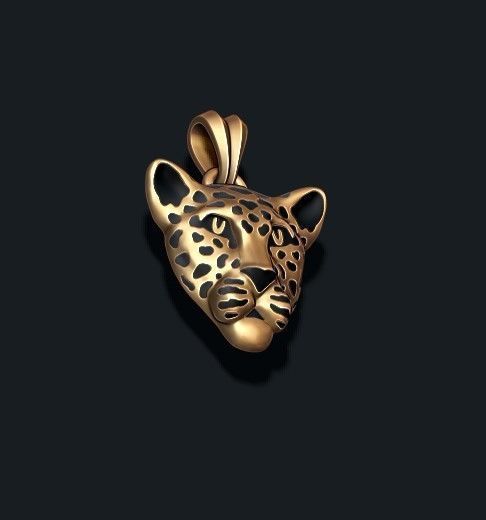 leopard head with enamel 3D print model_1