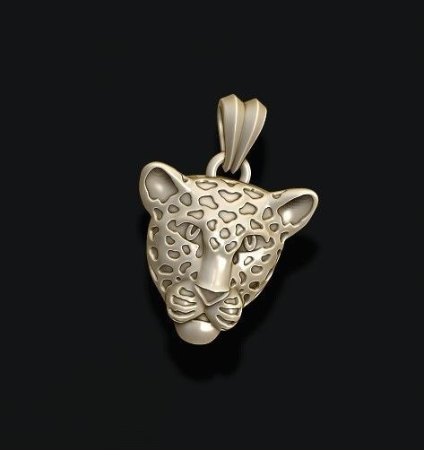leopard head with enamel 3D print model_6